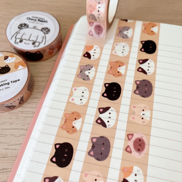 Decorative Cat Washi Tape Set - 10 Rolls Cute Japanese Paper Tape for Scrapbooking, Journaling, DIY Crafts - Perfect for Gift Wrapping, Bullet Journals, and Home Decor