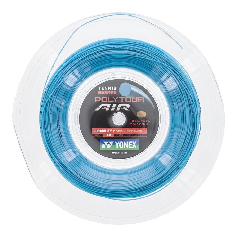 YONEX Polytour Air 125 Tennis String Reel - Sky Blue | High-Performance Polyester String for Tennis Rackets | Perfect for Competitive Play & Training Sessions