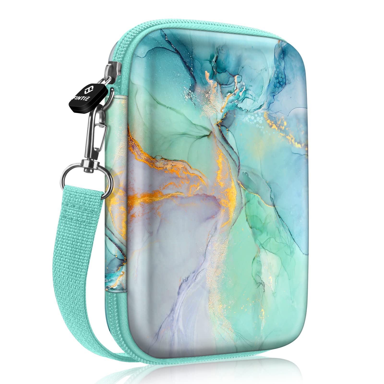 Fintie Shockproof Hard Shell Carrying Case for Fujifilm Instax Mini Link 3/2, HP Sprocket Select/Plus, Canon Ivy CLIQ 2/CLIQ+2 Instant Photo Printers - Emerald Marble Design | Perfect for Travel, Parties & Photo Storage