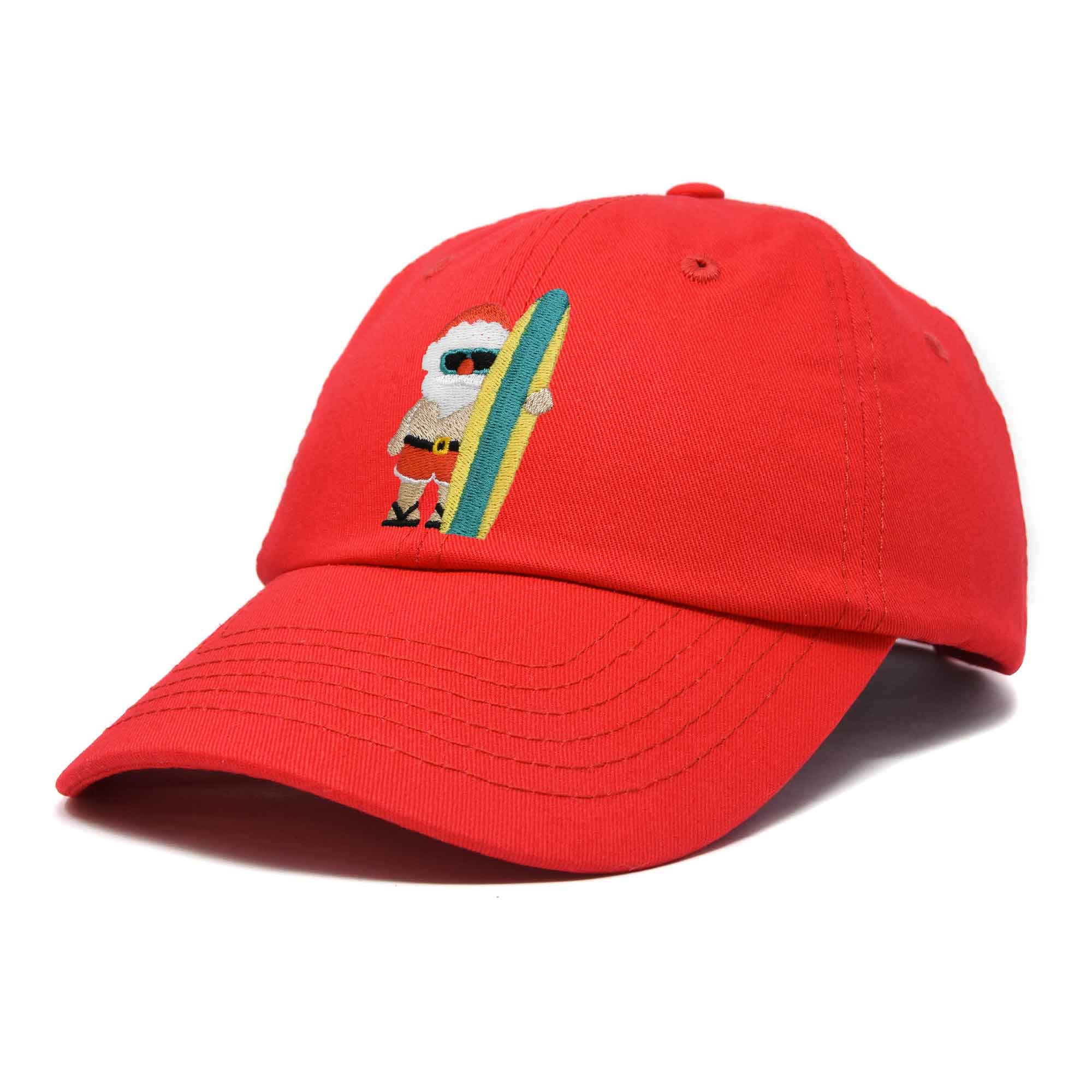 DALIX Embroidered Christmas Surfing Santa Baseball Cap - Funny Holiday Hat for Surfers, Beach Lovers & Christmas Gifts