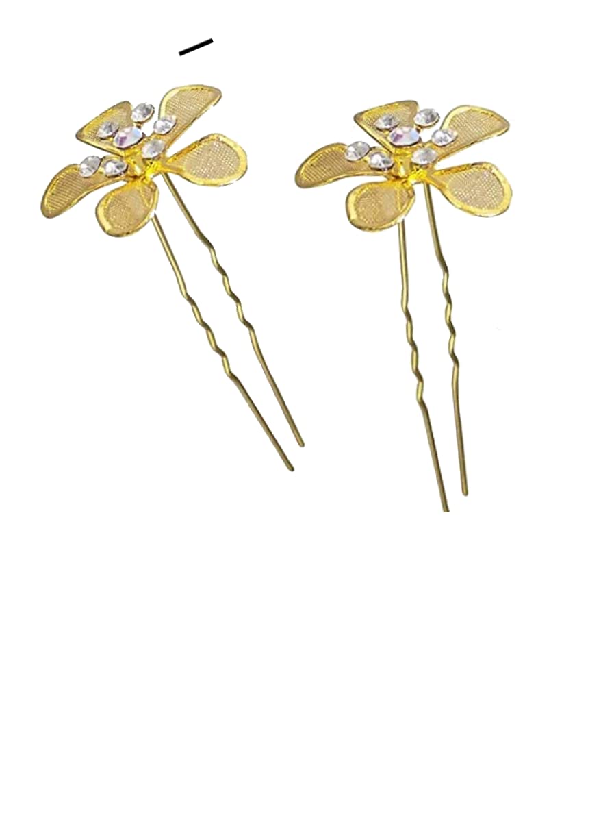 ORAS 10Pcs Golden Bridal Flower Hair Pins for Women - Elegant Wedding Hair Accessories, Floral Hair Clips for Bridesmaids, Prom, Parties & Special Occasions