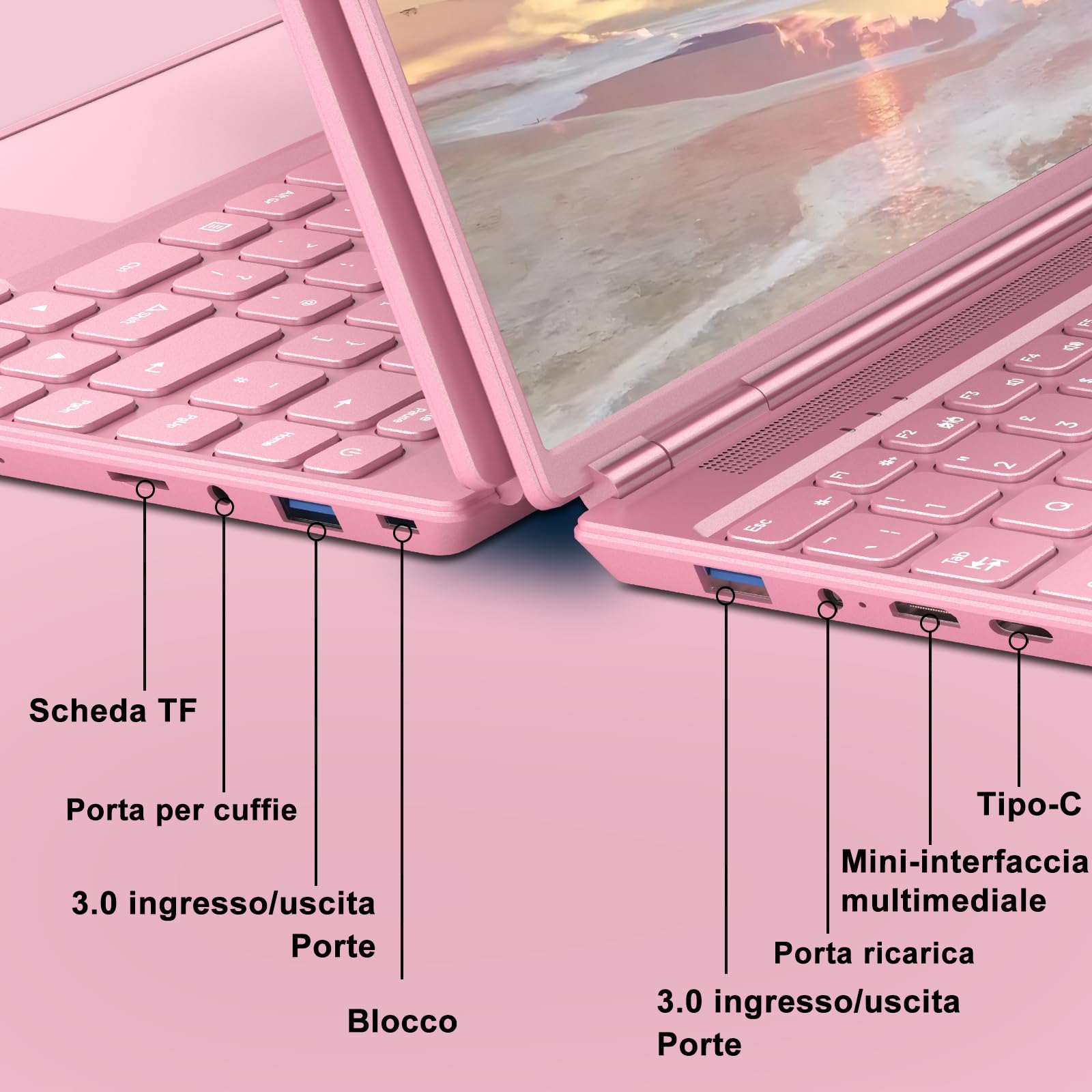 AOCWEI JSY Windows 11 Laptop - 14 Inch Notebook with Intel N5095 (Up to 2.9GHz), 8GB RAM, 256GB SSD + 1TB Expandable Storage, Dual WiFi, Cooling Fan, 1920x1200 2K FHD Display in Pink | Perfect for Work, Study & Entertainment