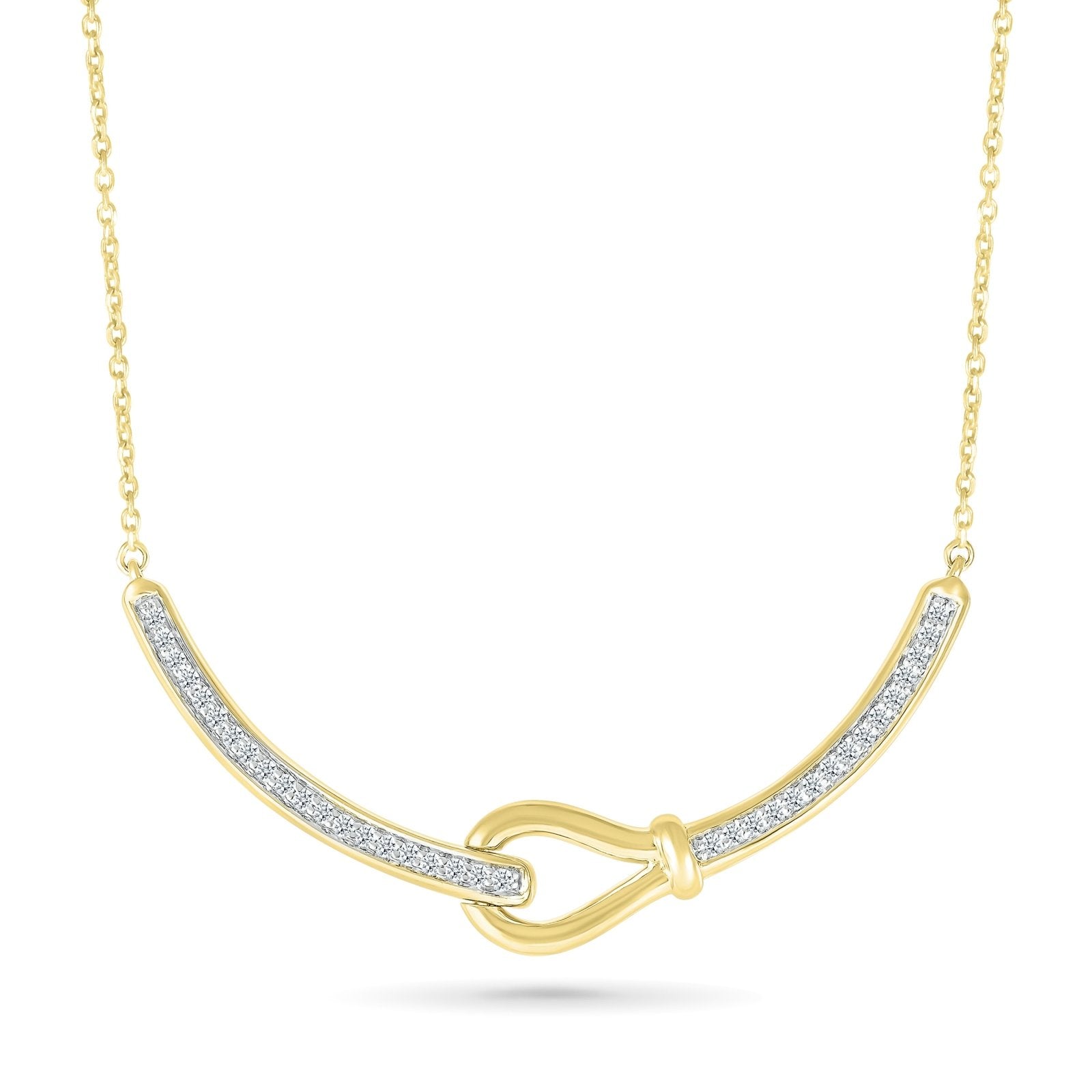 10K Solid Yellow Gold Diamond Loop Bar Necklace - Elegant Dainty Jewelry for Women, Perfect for Everyday Wear, Date Nights & Special Occasions