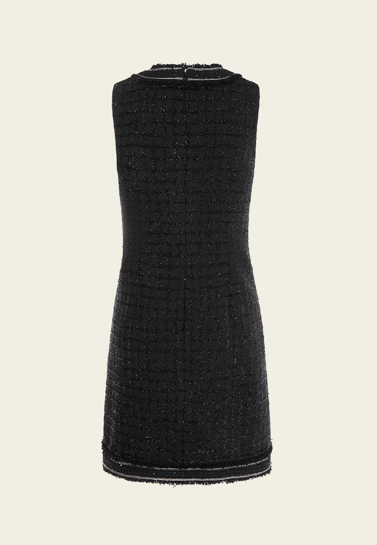 Stylish Lurex Sleeveless Tweed Dress for Women - Elegant Party & Cocktail Outfit | Perfect for Evening Events, Weddings & Night Out