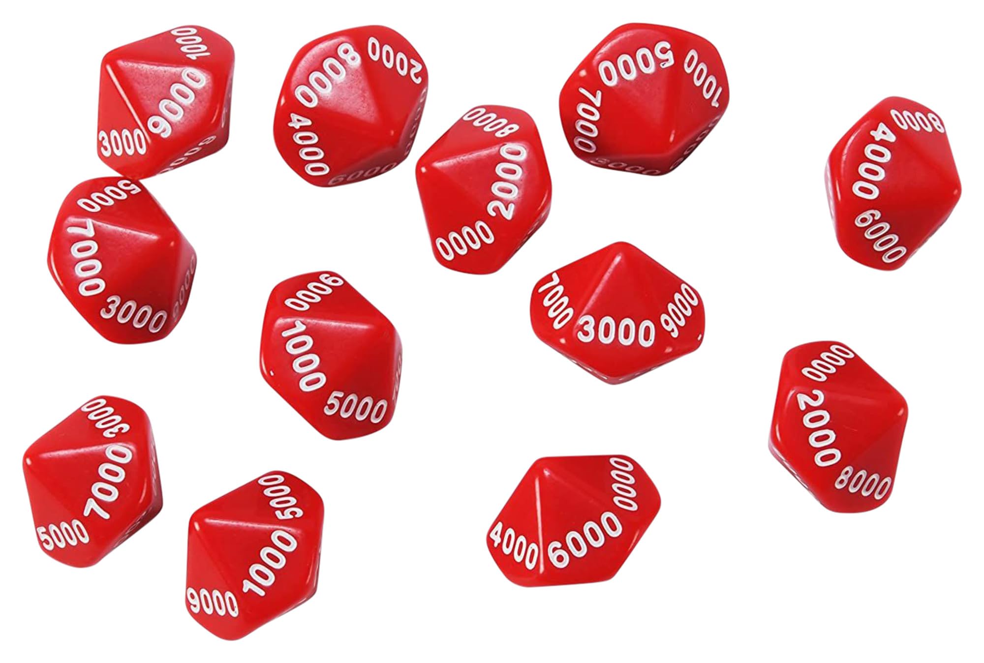 Learning Advantage 10-Sided Place Value Dice - Thousands Math Manipulatives (Set of 12) - Perfect for Classroom Activities, Homeschooling & Math Games