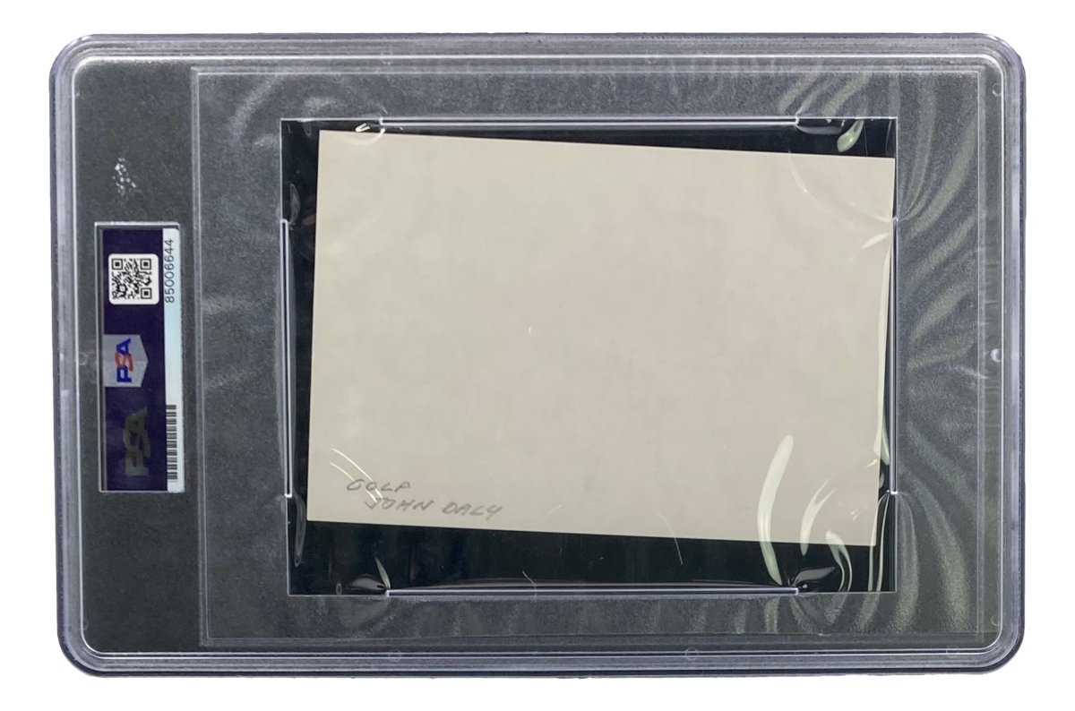 John Daly Autographed Index Card with PSA/DNA Certification - Collectible Golf Memorabilia for Fans & Sports Enthusiasts