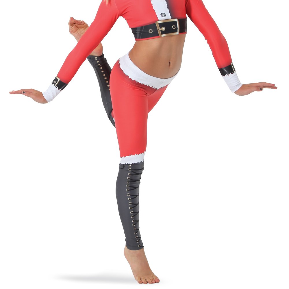 Women's Christmas Holiday Santa Printed Athletic Workout Leggings - Festive Yoga Pants for Holiday Workouts, Gym & Seasonal Activities