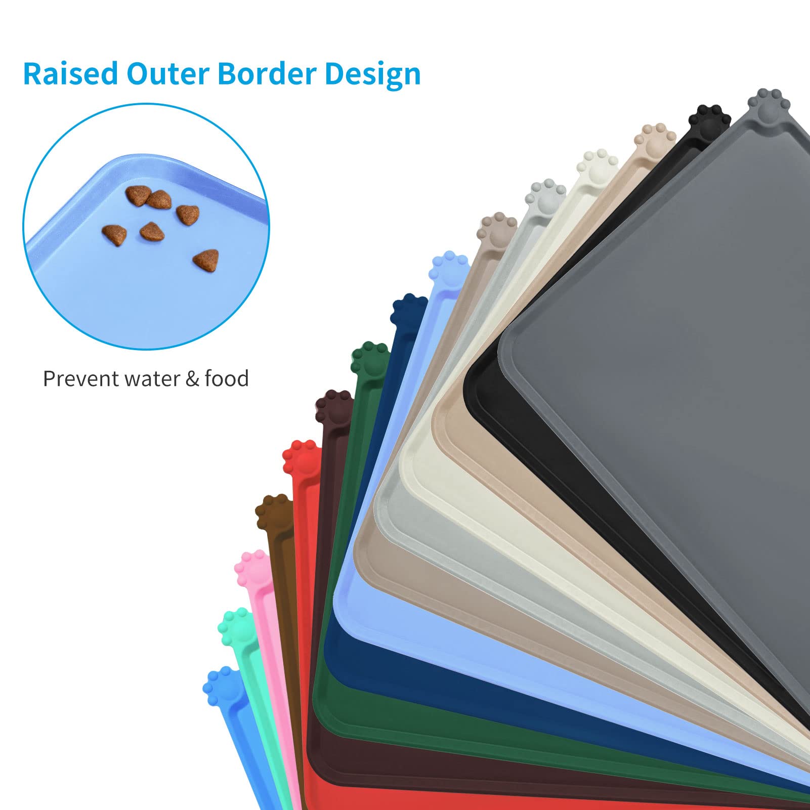 **AUDWUD Non-Slip Silicone Pet Feeding Mat - Waterproof Dog Bowl Pad for Food & Water - Perfect for Messy Eaters & Spill Prevention in Kitchen or Outdoor Use**