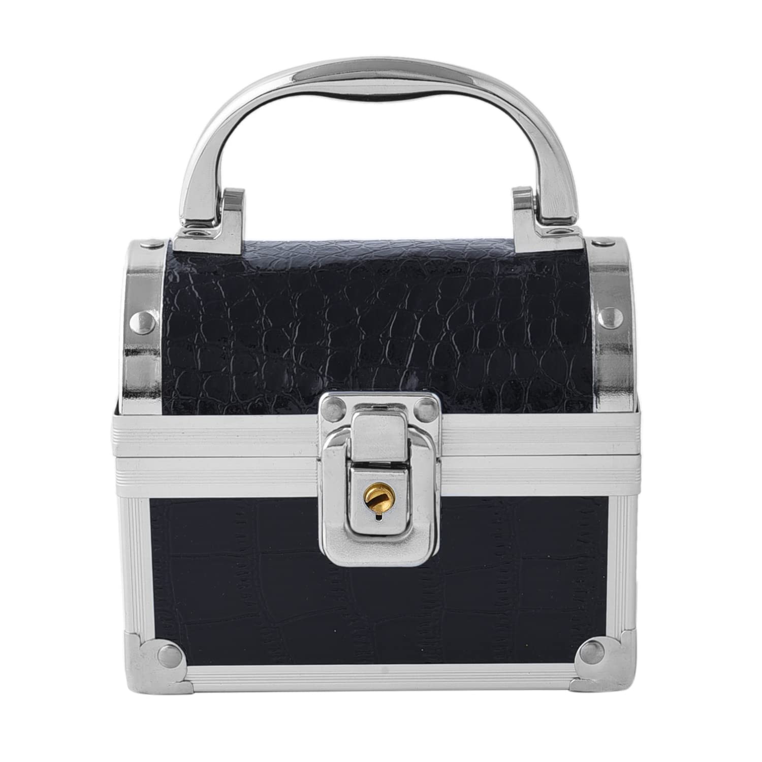 Shop LC Quilted Pattern Faux Leather 2-Layer Storage Box with Metallic Lock & Key - Perfect for Jewelry, Keepsakes and Home Organization