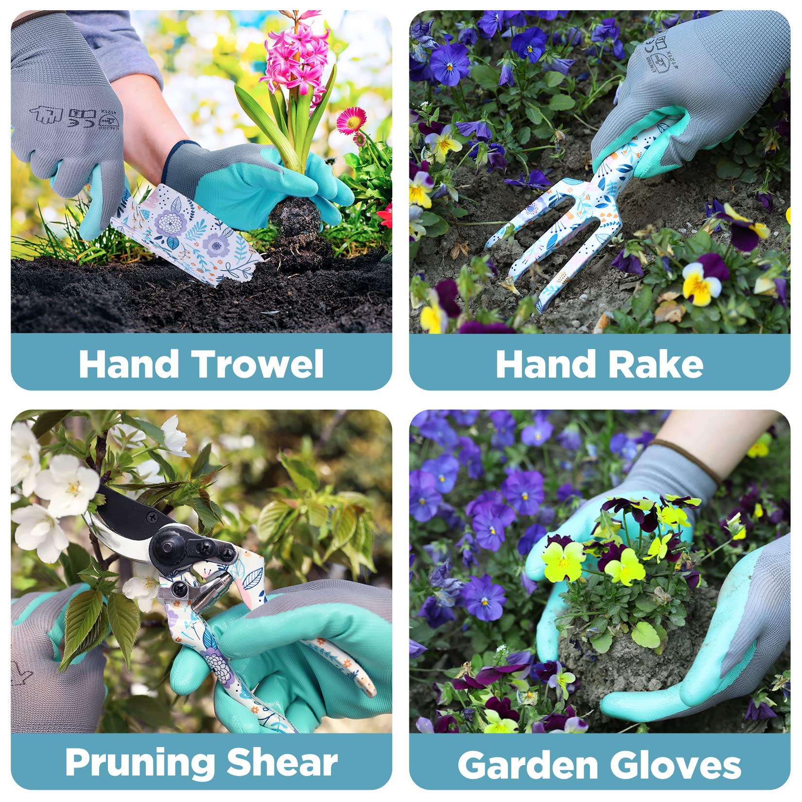 WORKPRO 5-Piece Heavy Duty Aluminum Garden Tool Set with Storage Bag - Durable Outdoor Gardening Hand Tools for Weeding, Planting & Landscaping - Perfect Garden Gifts for Men & Women