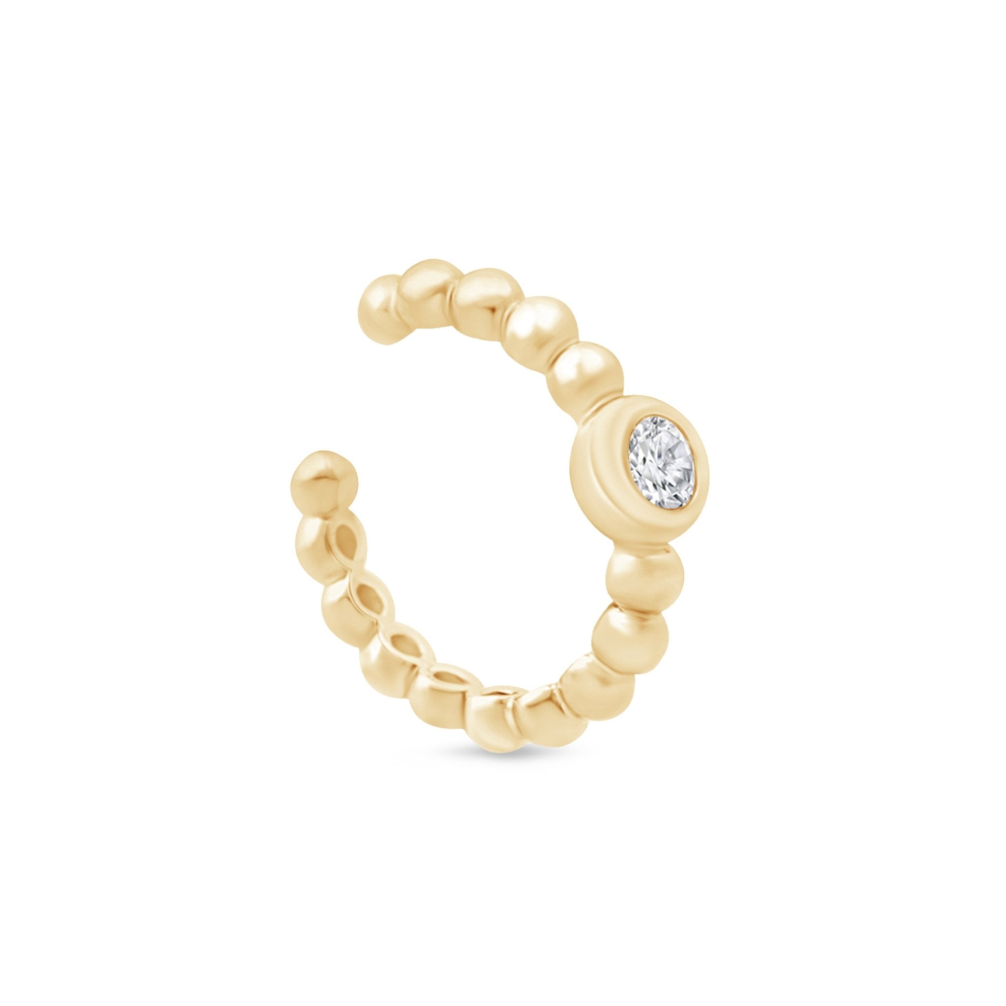 14k Yellow Gold Beaded Bubble Cuff Bracelet with Stud Accents - Elegant Stackable Jewelry for Women, Perfect for Parties, Weddings & Everyday Wear