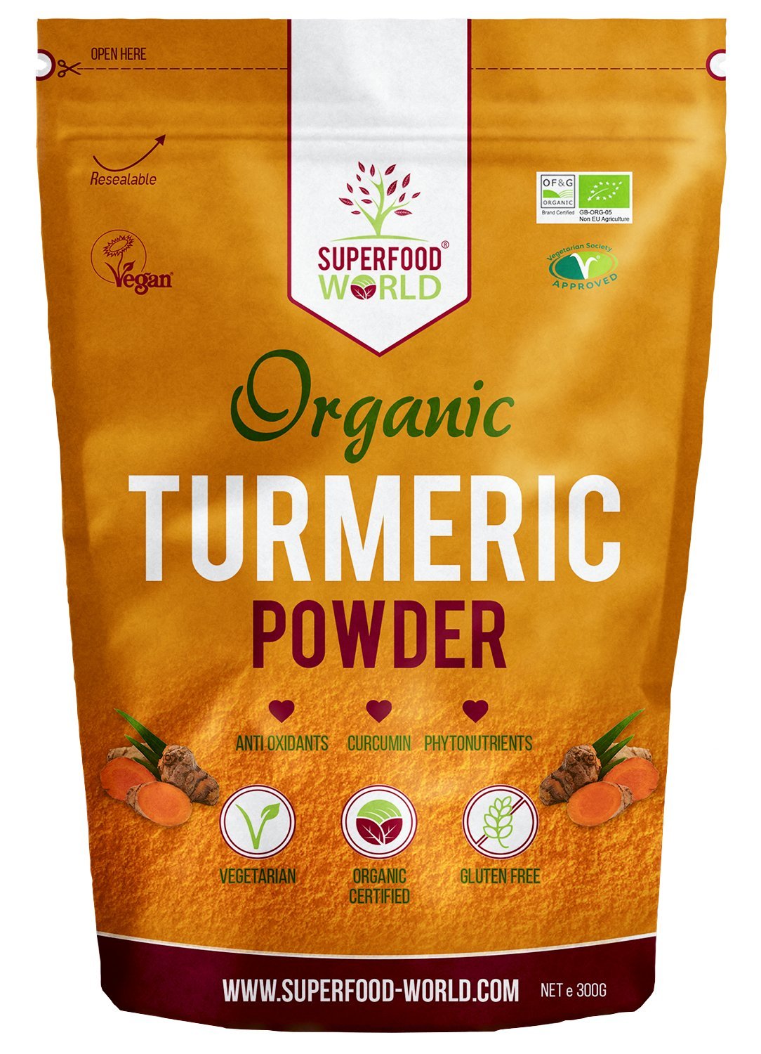 Organic Turmeric Powder 300g - Pure, Potent Anti-Inflammatory Superfood with Natural Curcumin | Vegan, Gluten-Free | Perfect for Cooking, Golden Milk, Smoothies & Detox Drinks | Boost Immunity & Support Joint Health