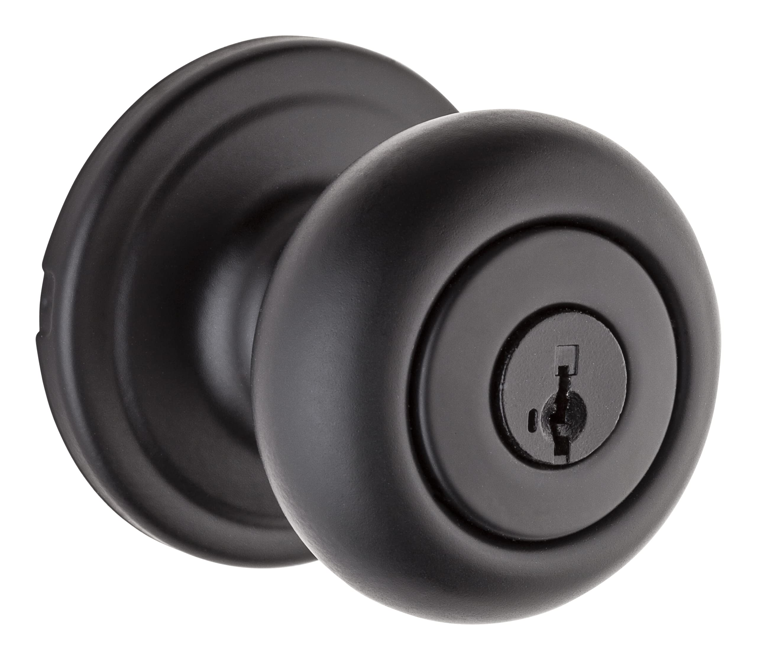 Weiser Troy Matte Black Front Door Knob with Lock and Key - Secure Keyed Entry Door Handle for Exterior & Interior Doors - Traditional Style for Home, Office, Bedroom & Bathroom - Perfect for Enhanced Home Security and Privacy
