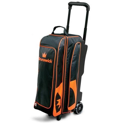 Brunswick Blitz Triple Roller Bowling Bag - Black & Orange for Men & Women - Perfect for League Play, Tournaments & Travel