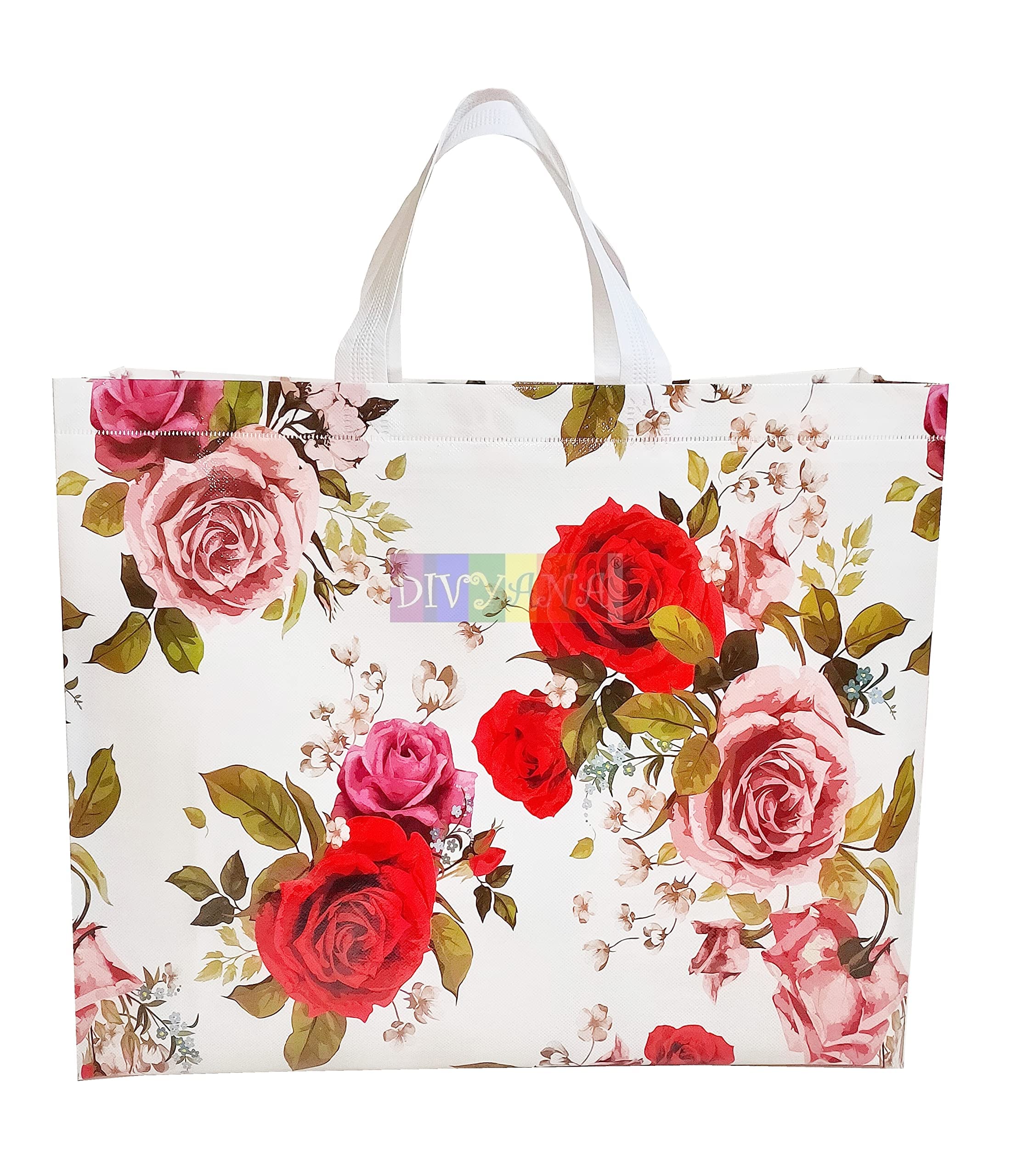 DIVYANA 5-Pack Large Party Favor Gift Bags & Shopping Bags - 17x14x5.5 Inches - Perfect for Birthday Parties, Baby Showers & Wedding Favors