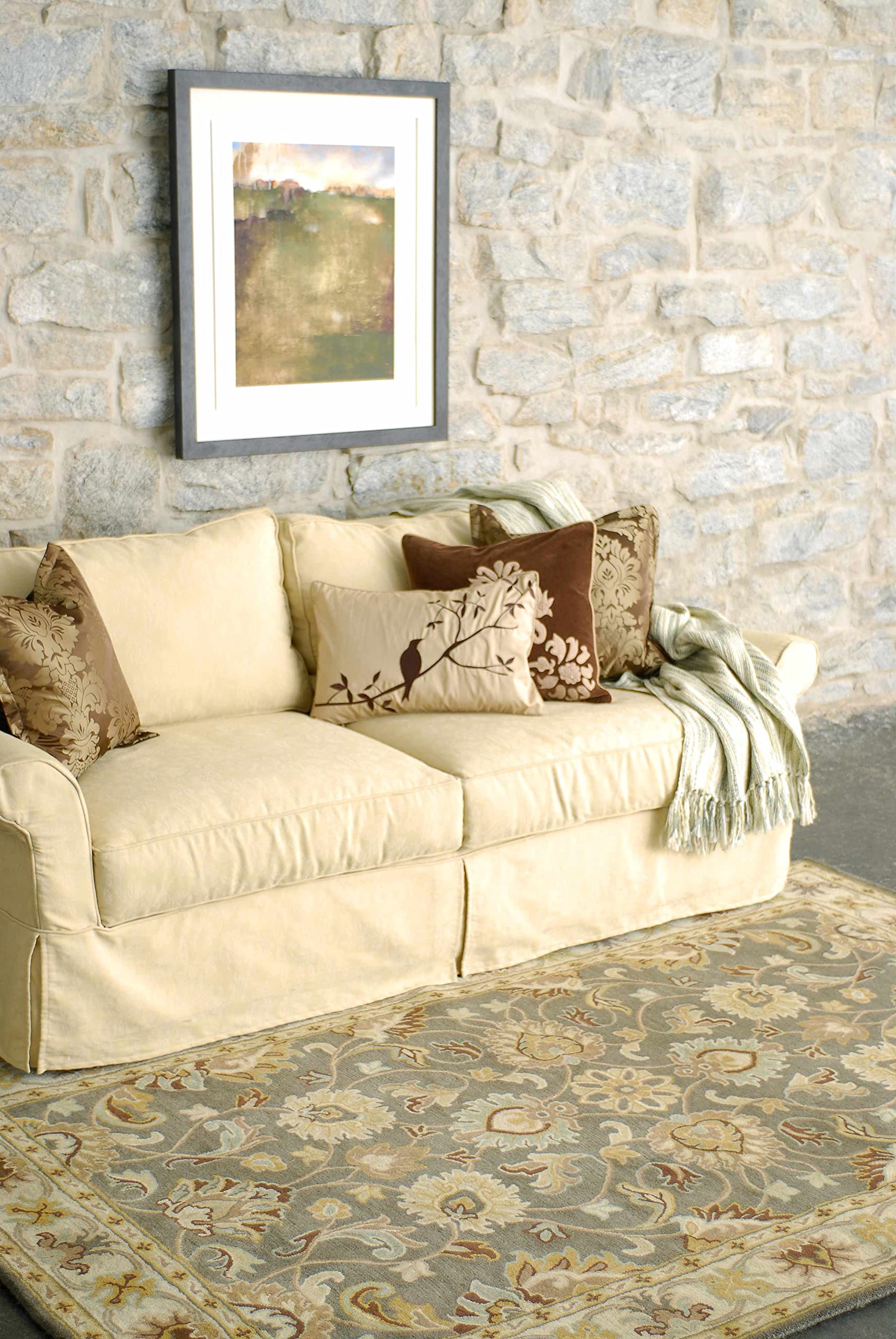 Tranquility Wool Area Rug for Living Room & Bedroom - Traditional Gray, Brown, Beige - 2' x 3' - Soft & Durable - Perfect for Cozy Home Decor & Relaxation