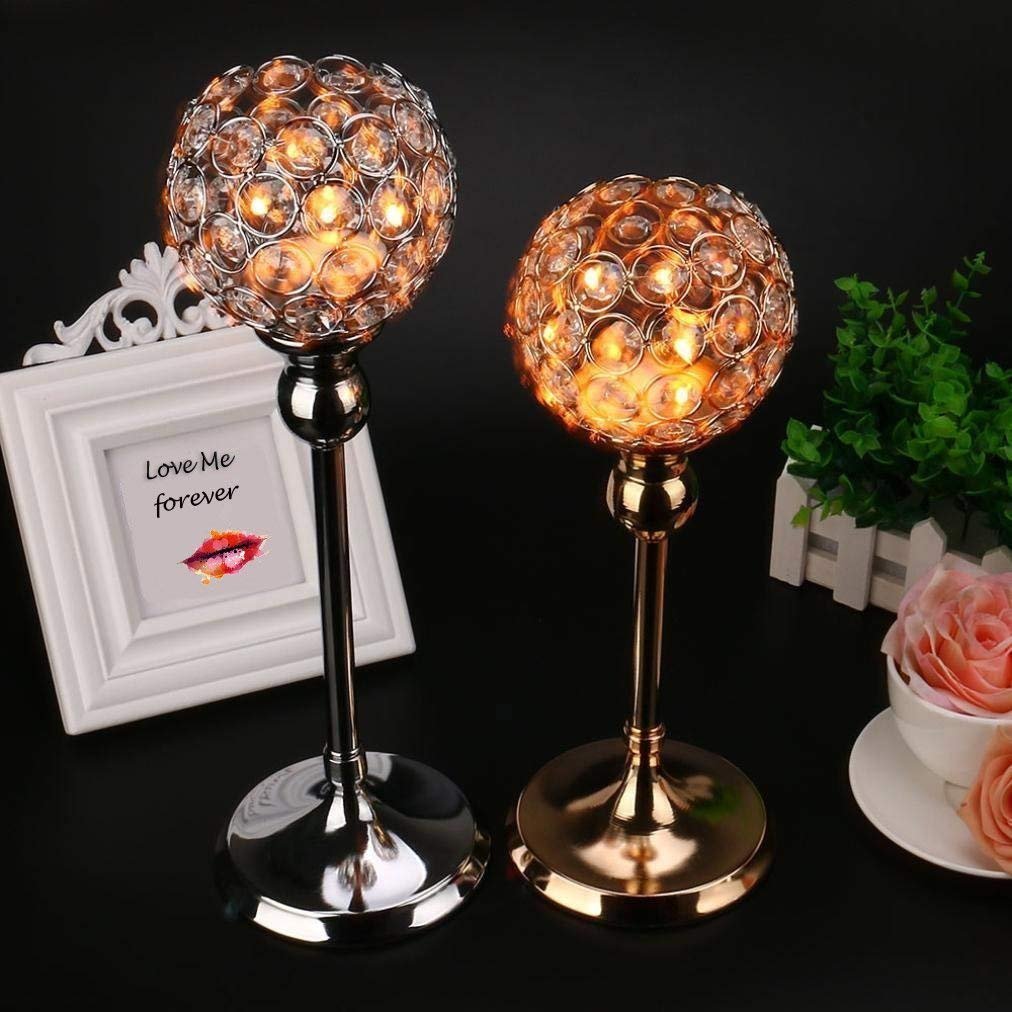 Luxury Gold Crystal Candle Holders Set - 15.8