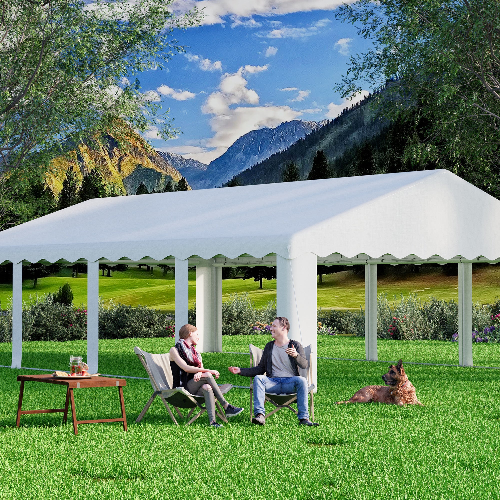 EROMMY Heavy Duty Party Tent with Removable Sidewalls & Storage Bags - 10'x10' White Outdoor Canopy for Weddings, Picnics, and Backyard Events