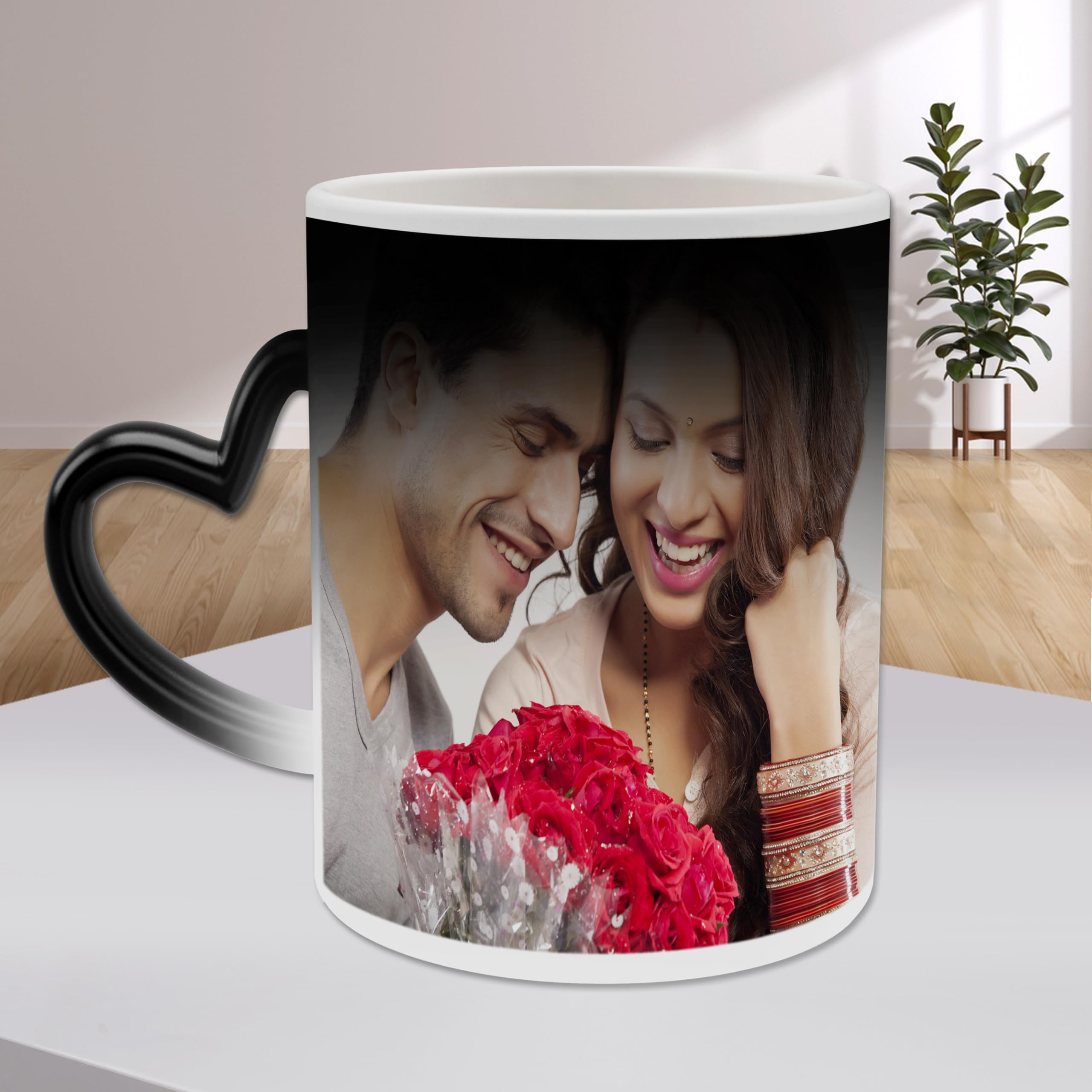 Personalized Custom Photo Quote Name Magic Mug - 325ml Heart Magic Ceramic Cup for Valentine's Day, Birthday, Anniversary Gifts | Perfect for Coffee, Tea & Hot Drinks at Home or Office