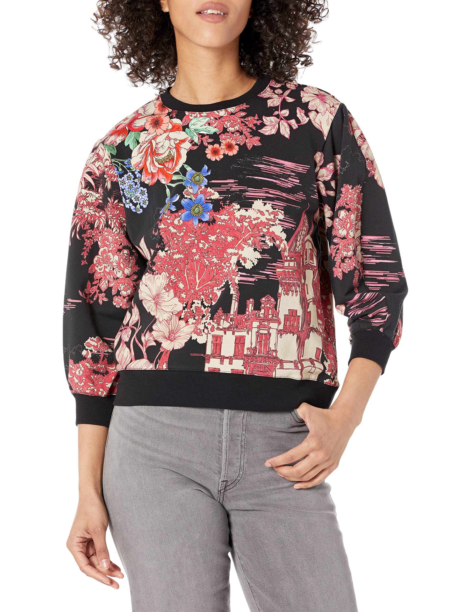 Johnny Was Women's Boho Long Sleeve Sweatshirt - Soft Cotton Blend Pullover for Casual Wear, Fall & Winter Layering, Lounge & Travel Outfits
