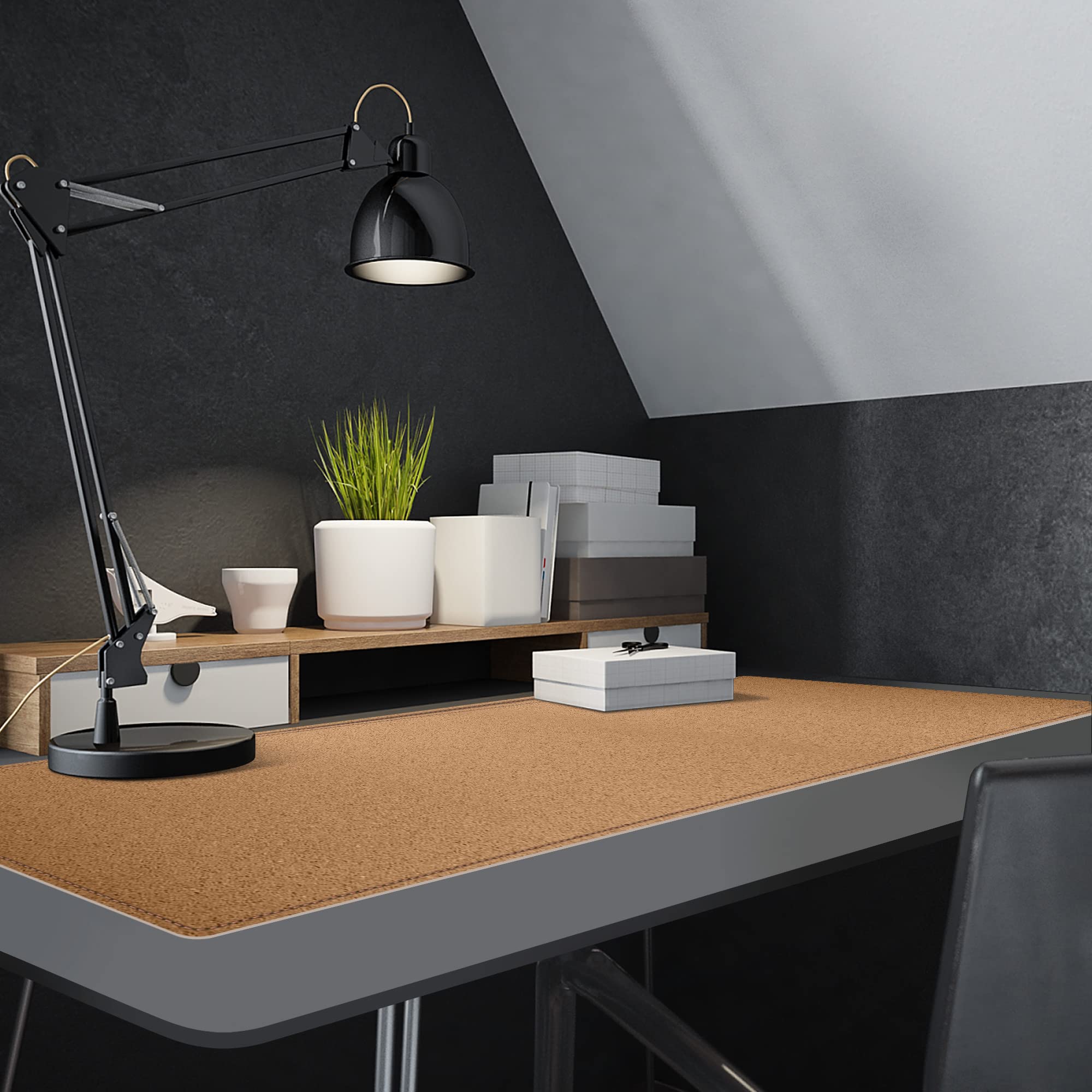 MAIDERN 55 x 15.7 Inch Extra Large Cork & Leather Desk Pad - Dual Sided XXL Desk Mat for Gaming & Home Office - Full Desk Mouse Pad Protector (Cream) | Perfect for Computer Workstations, Writing & Office Decor