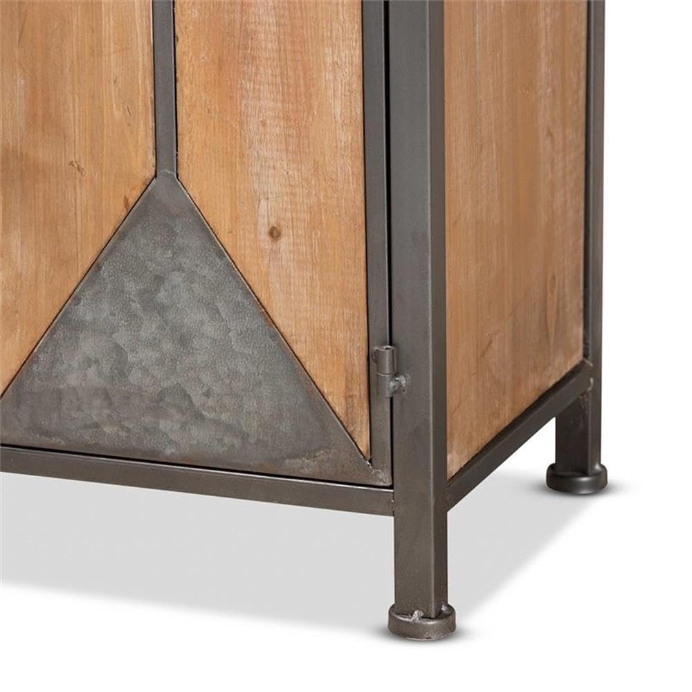 Baxton Studio AM19136 Oak Grey Storage Cabinet - Modern Sideboard for Living Room, Bedroom, or Office Organization