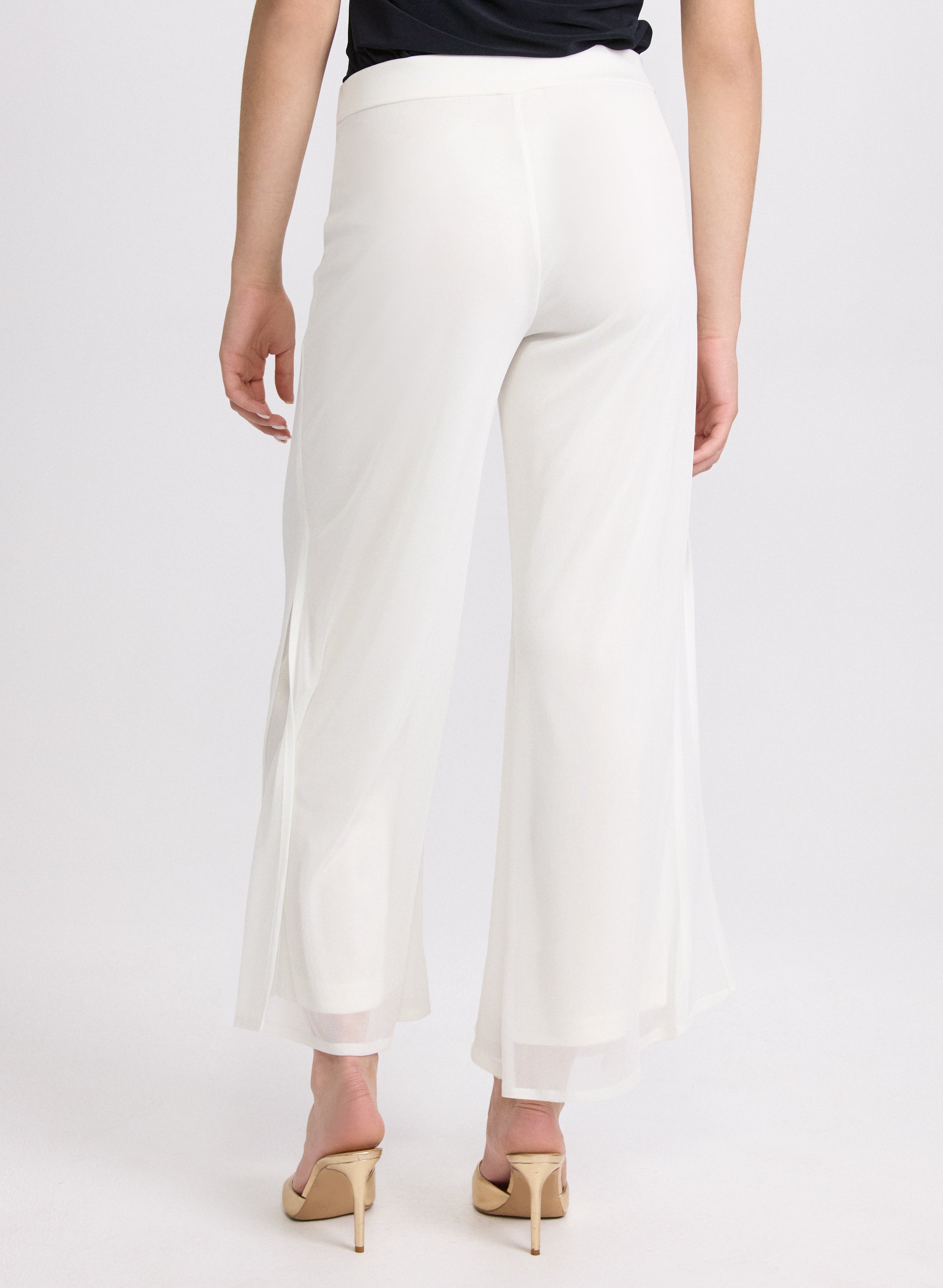 Flowy Chiffon Wide Leg Pants for Women - Comfortable High Waisted Palazzo Trousers - Perfect for Summer, Beach, Office & Casual Wear