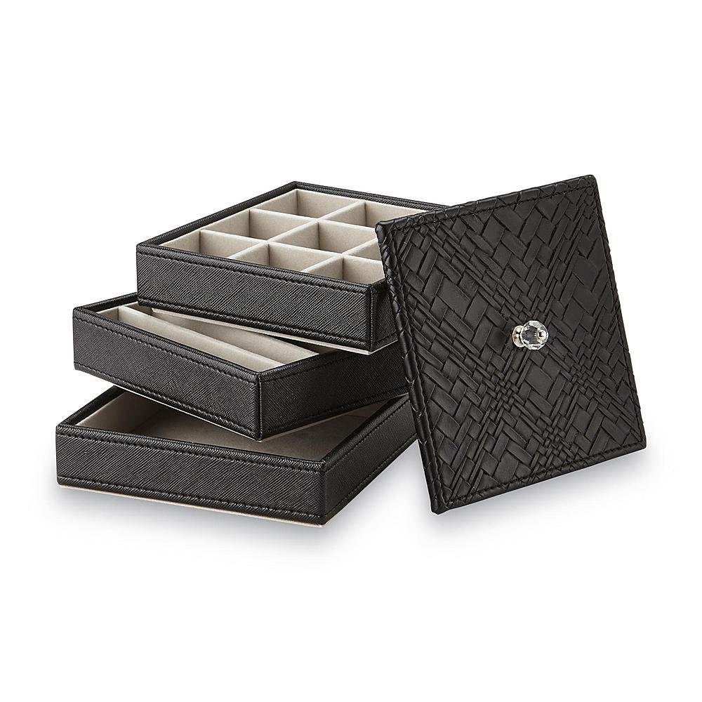 Jaclyn Smith Stacked Jewelry Box - 3-Tier Organizer for Necklaces, Rings & Bracelets - Perfect for Bedroom, Travel & Gift Giving