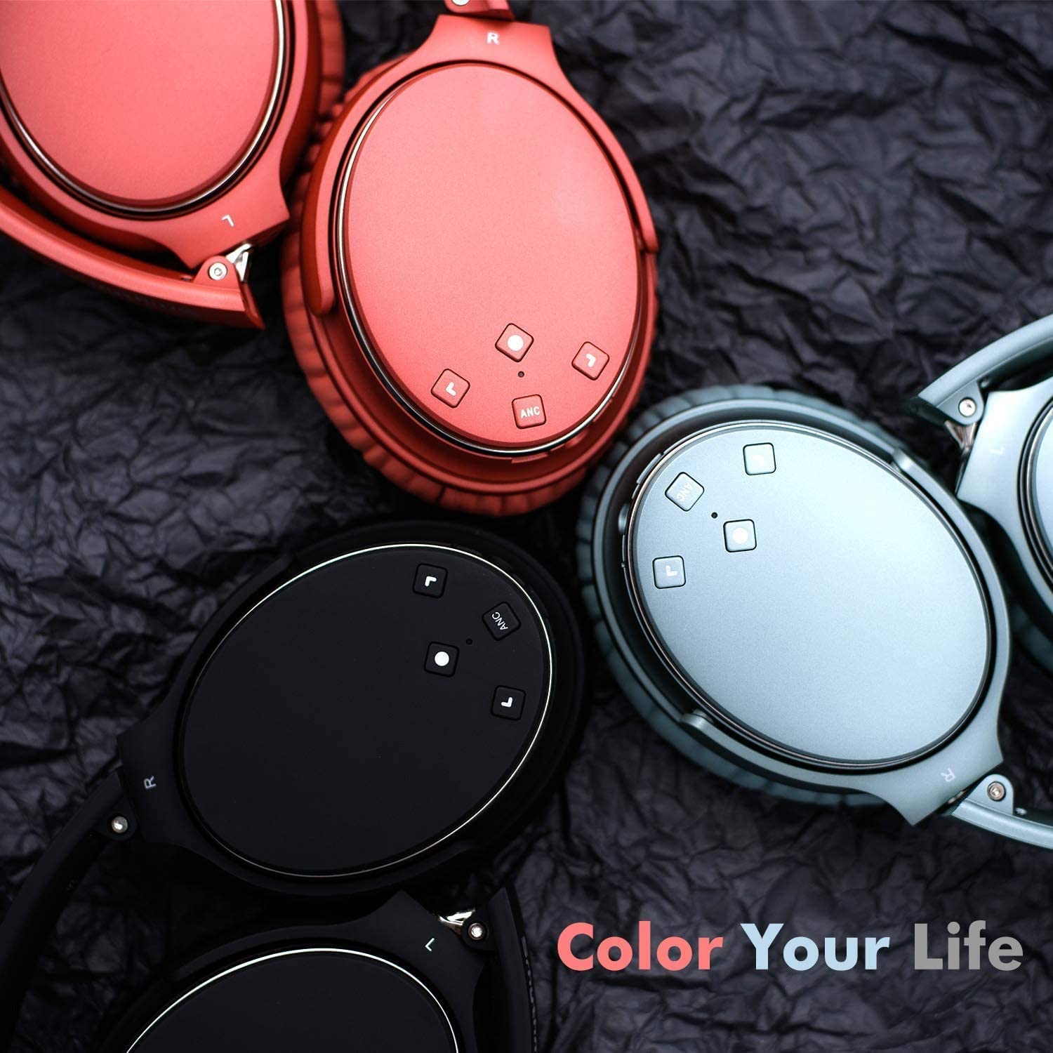 Srhythm NC25 Wireless Bluetooth 5.0 Over-Ear Headphones with Active Noise Cancelling (ANC), Hi-Fi Sound, Built-in Mic, 50H Battery Life, Low Latency Game Mode - Perfect for Travel, Work & Gaming (Renewed)