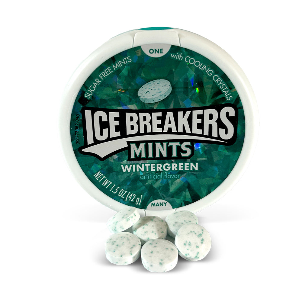 Hershey Ice Breaker Mints Wintergreen Flavor | 8 Count Box | Fresh Breath Mints for Office, Travel & After Meals