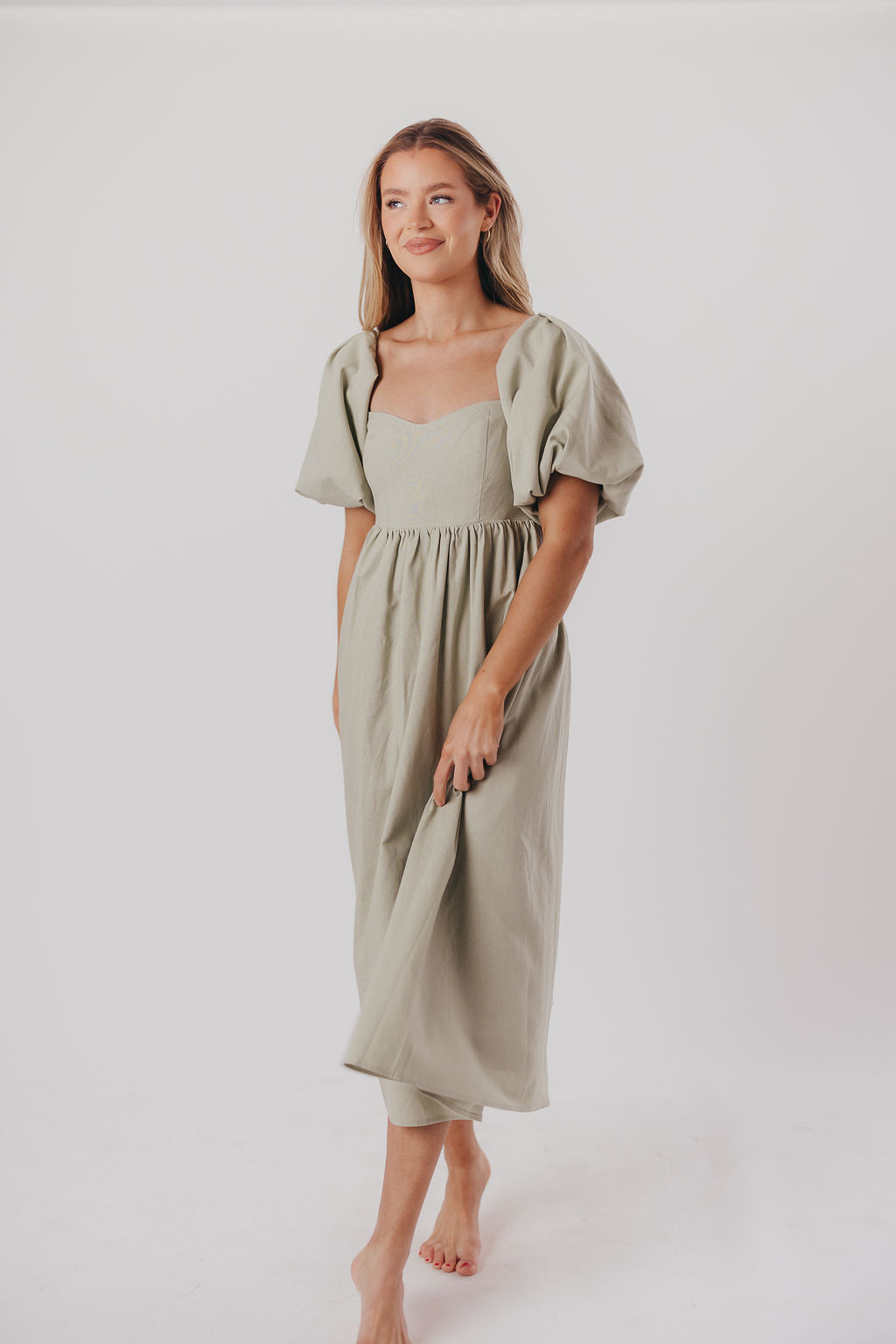 Hamilton Midi Dress in Olive - Bump Friendly Maternity Dress (Sizes S-2XL) | Flowy Summer Dress for Pregnancy, Nursing & Everyday Wear
