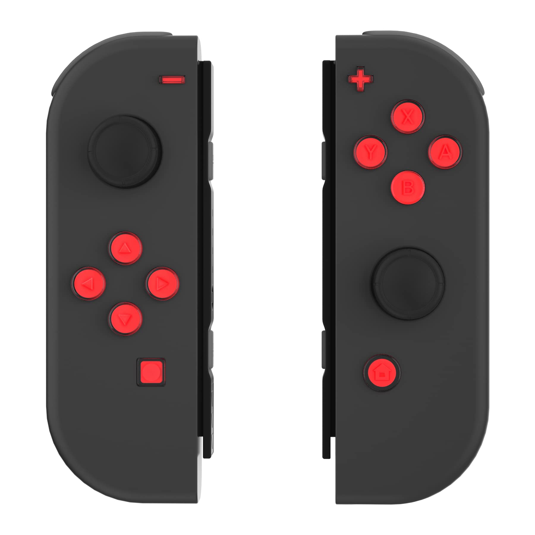 eXtremeRate Replacement Two-Tone Jelly Buttons for Nintendo Switch JoyCon - Red & Clear ABXY Direction Home Capture Symbols (DIY Custom Controller Buttons for Switch & Switch OLED) - Perfect for Gaming, Modding & Controller Customization