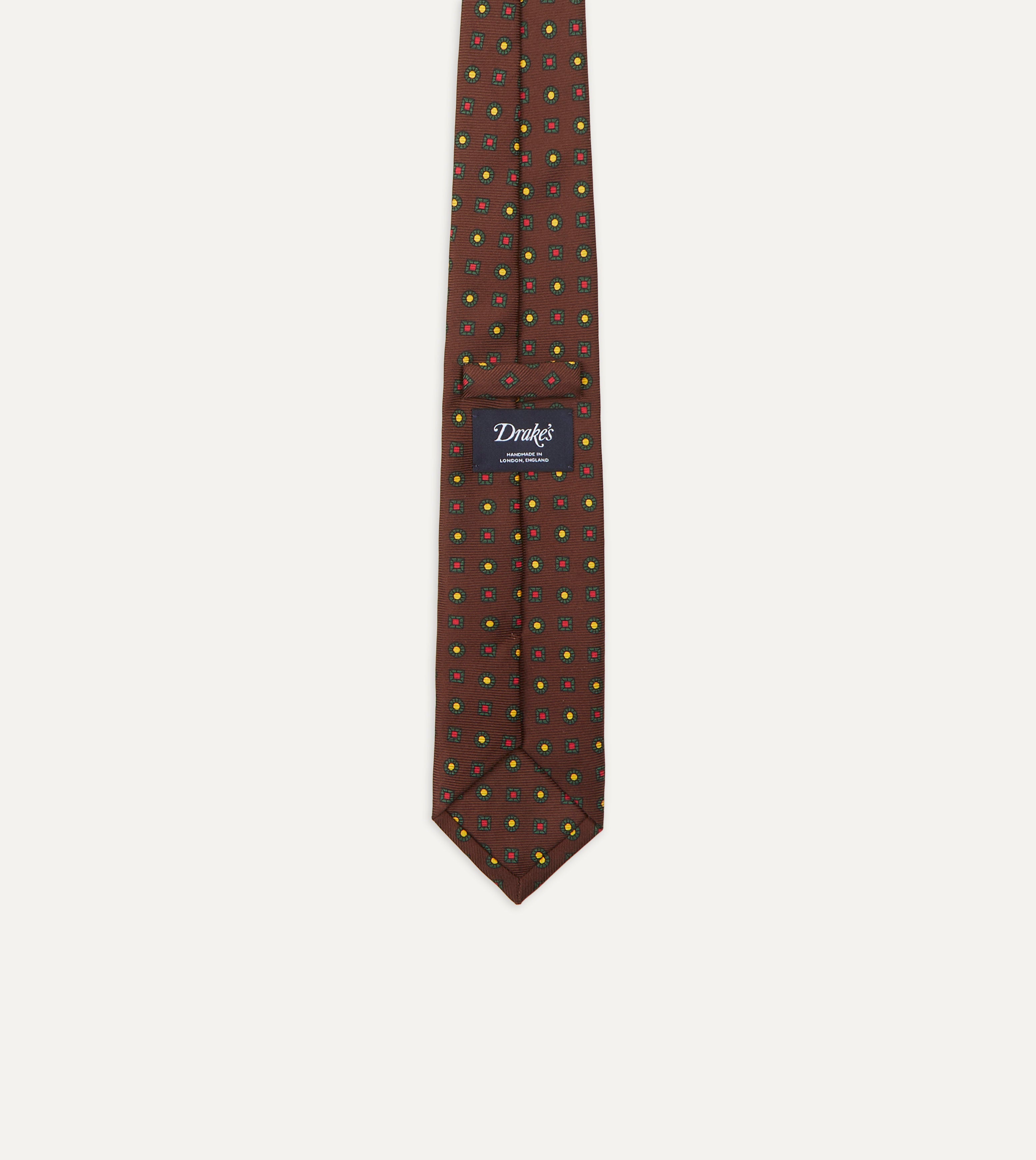 Elegant Brown & Green Geometric Medallion Print Silk Tie for Men | Premium Madder Twill Fabric | Perfect for Business, Weddings & Formal Occasions