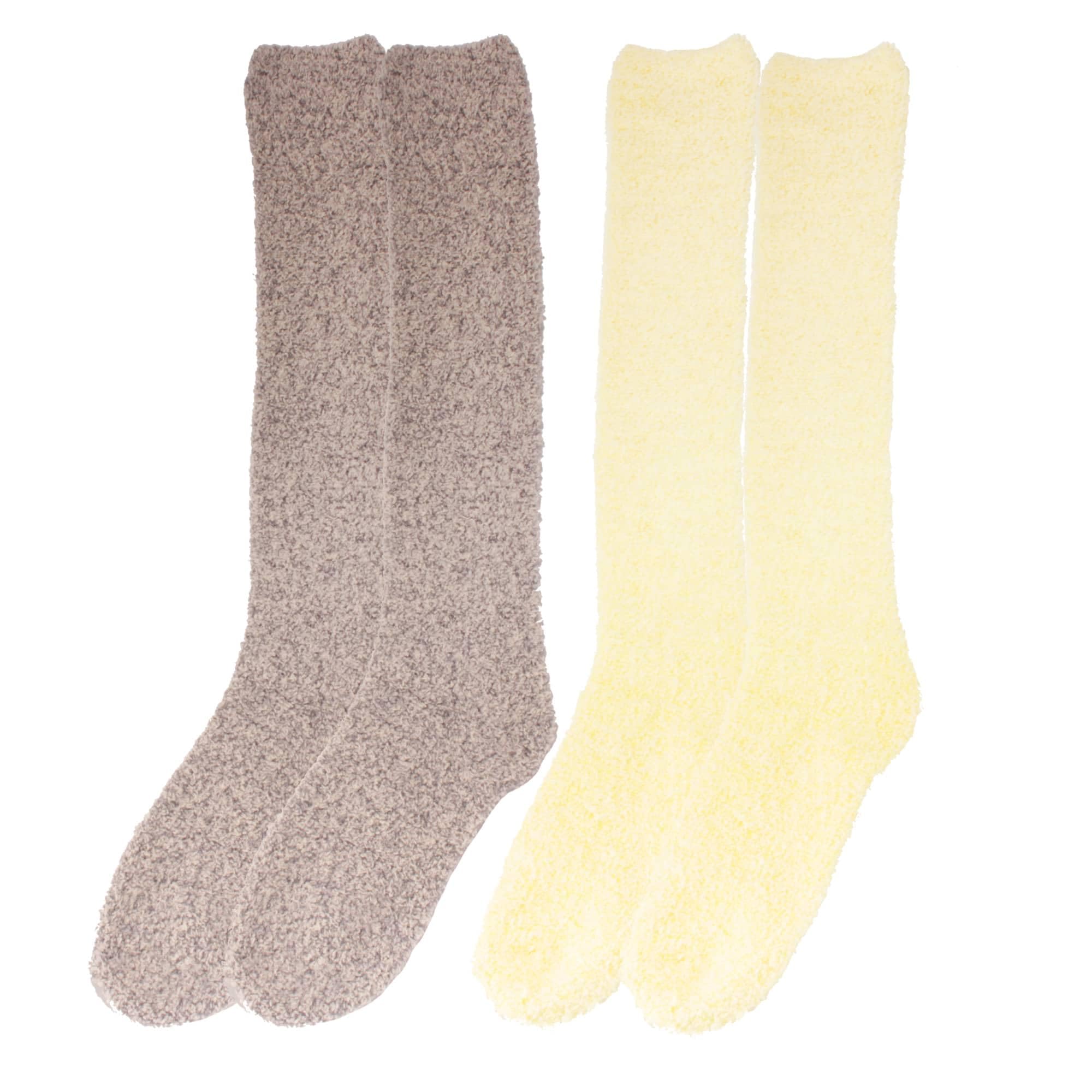 Women's Fuzzy Feather Soft Cozy Knee High Socks - Warm Winter Boot Socks for Women, Non-Slip Comfortable Thick Knit Socks - Perfect for Cold Weather, Boots, Lounge & Home Wear