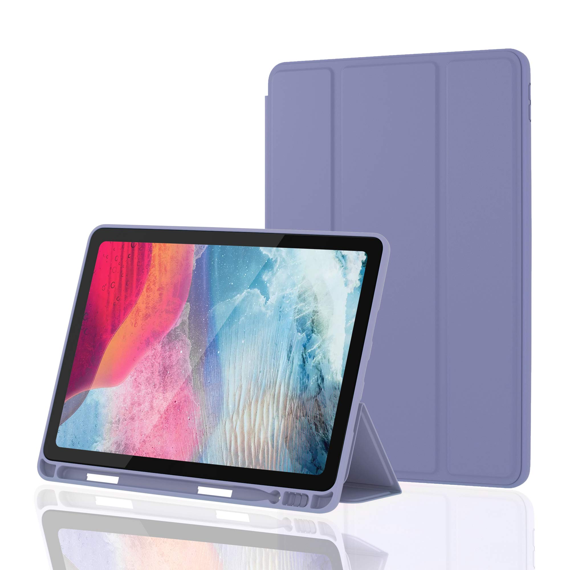 Ultra Slim Soft TPU iPad Air 3 Case (2019) with Pencil Holder & Auto Sleep/Wake - Full Body Protective Smart Cover for iPad Air 3rd Gen 2019 & iPad Pro 10.5 2017 - Perfect for Work, Travel & School (Lavender)