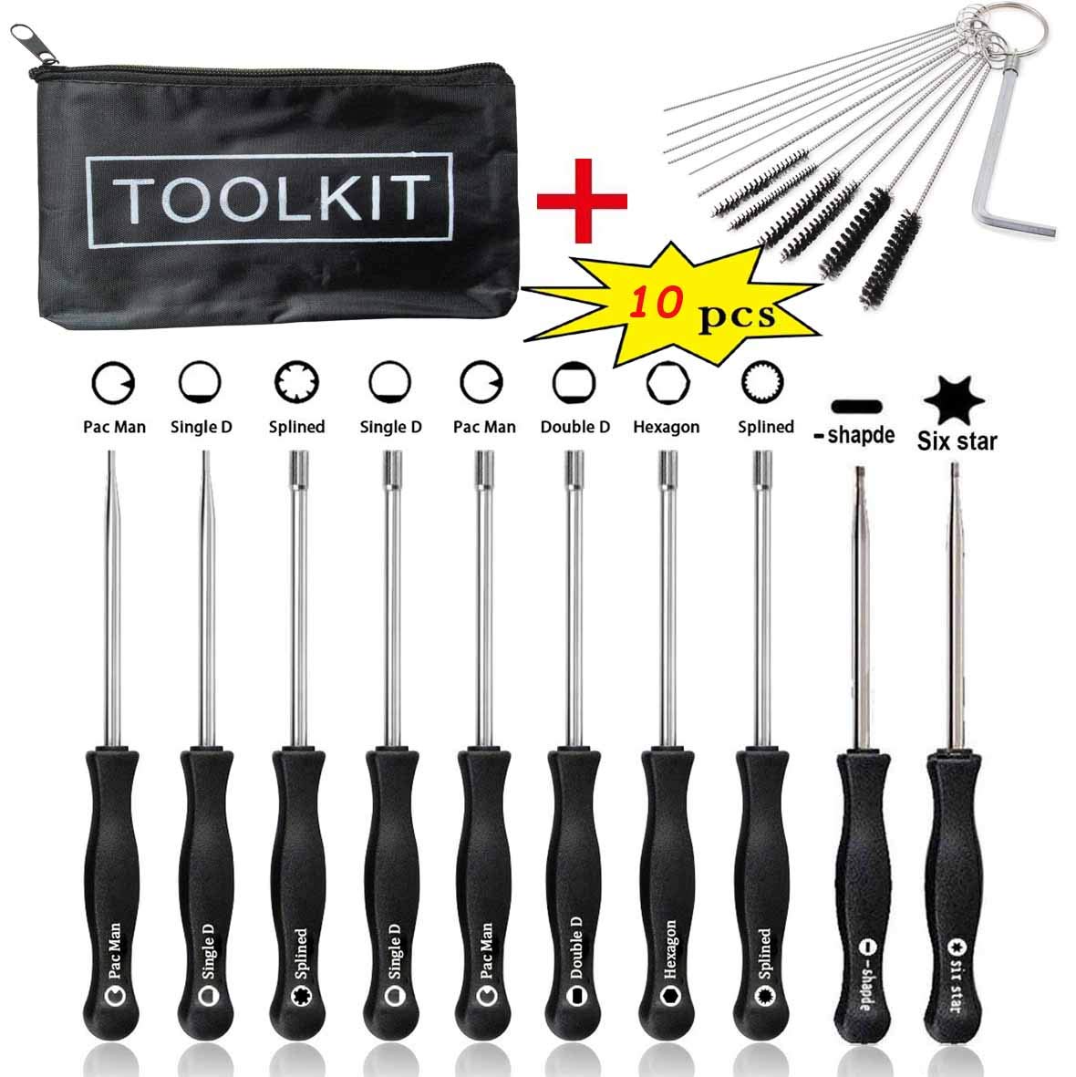 10-Piece Carburetor Adjustment Tool Kit for 2-Cycle Engines - Carb Tune Up Tool Set with Cleaning Brush & Black Case (Ideal for Lawn Mowers, Chainsaws, Weed Eaters & Small Engine Maintenance)