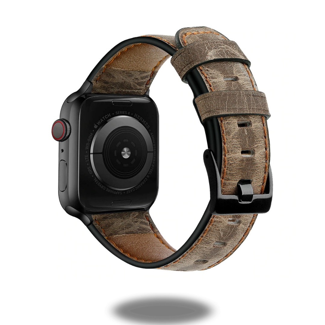 Vintage Leather Apple Watch Band - Classic Retro Style Replacement Strap for Apple Watch Series 1/2/3/4/5/6/7/8/SE - Perfect for Casual Wear, Office & Special Occasions