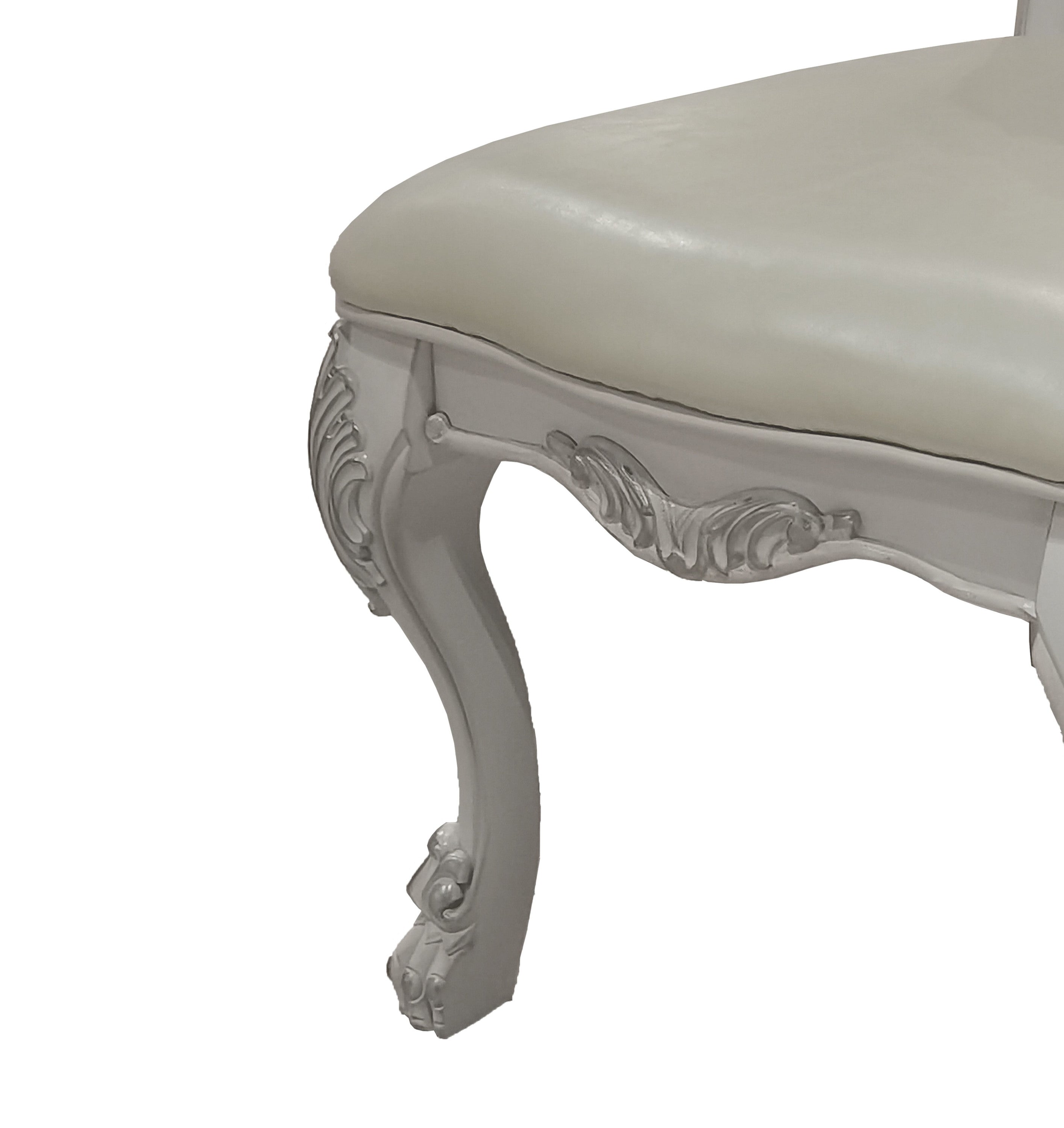 Dresden Modern Synthetic Leather & Fabric Side Chairs (Set of 2) - Bone White Finish - Perfect for Dining Room, Home Office & Small Spaces