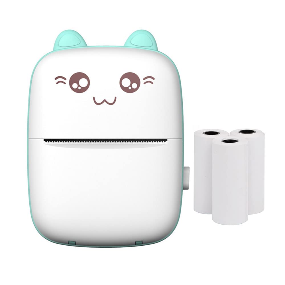 Portable Bluetooth Mini Thermal Printer - Wireless Pocket Photo Printer for Labels, Memos & Receipts | Inkless Printing for Study, Home & Office | Compact & Travel-Friendly (Green) - Perfect for Students, Business & On-the-Go Printing Needs