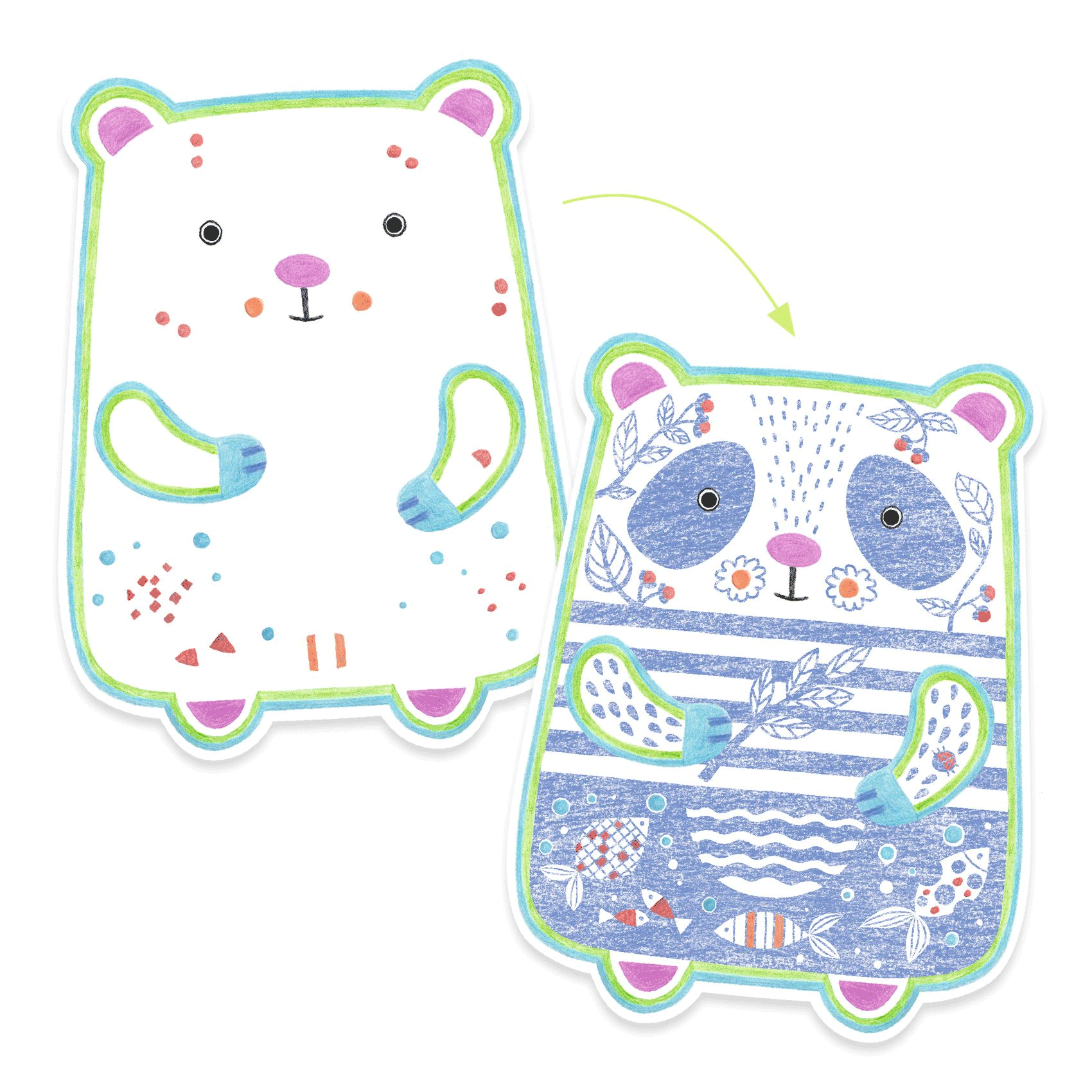 Wild Animals Color Reveal Art Set by Djeco - Fun & Educational Activity for Kids, Perfect for Birthday Gifts & Creative Playtime