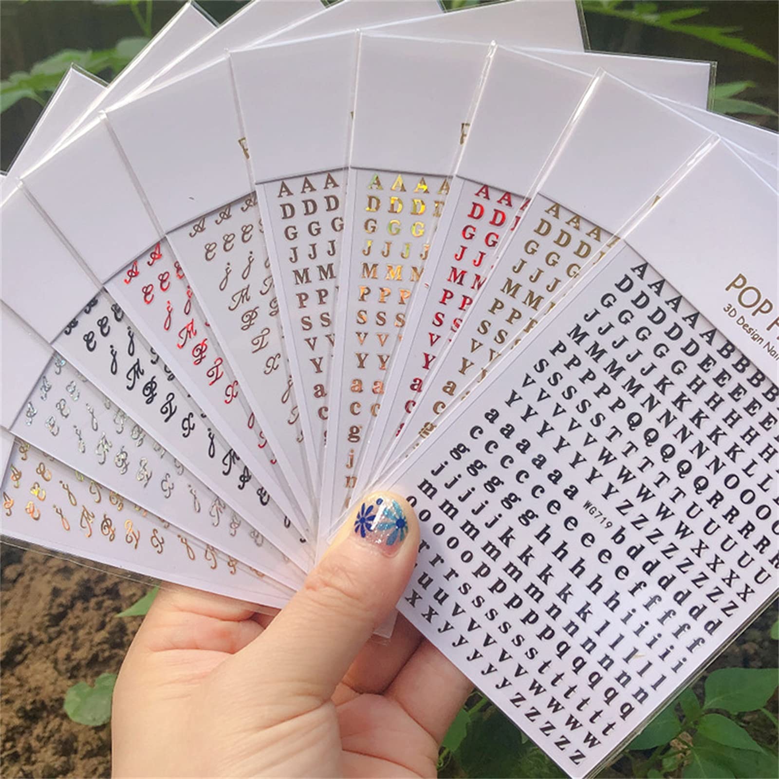 15 Sheets Letter Nail Art Stickers - Alphabet Nail Decals for DIY Manicure Designs | Perfect for Women's Nail Art, Parties, and Gift Giving
