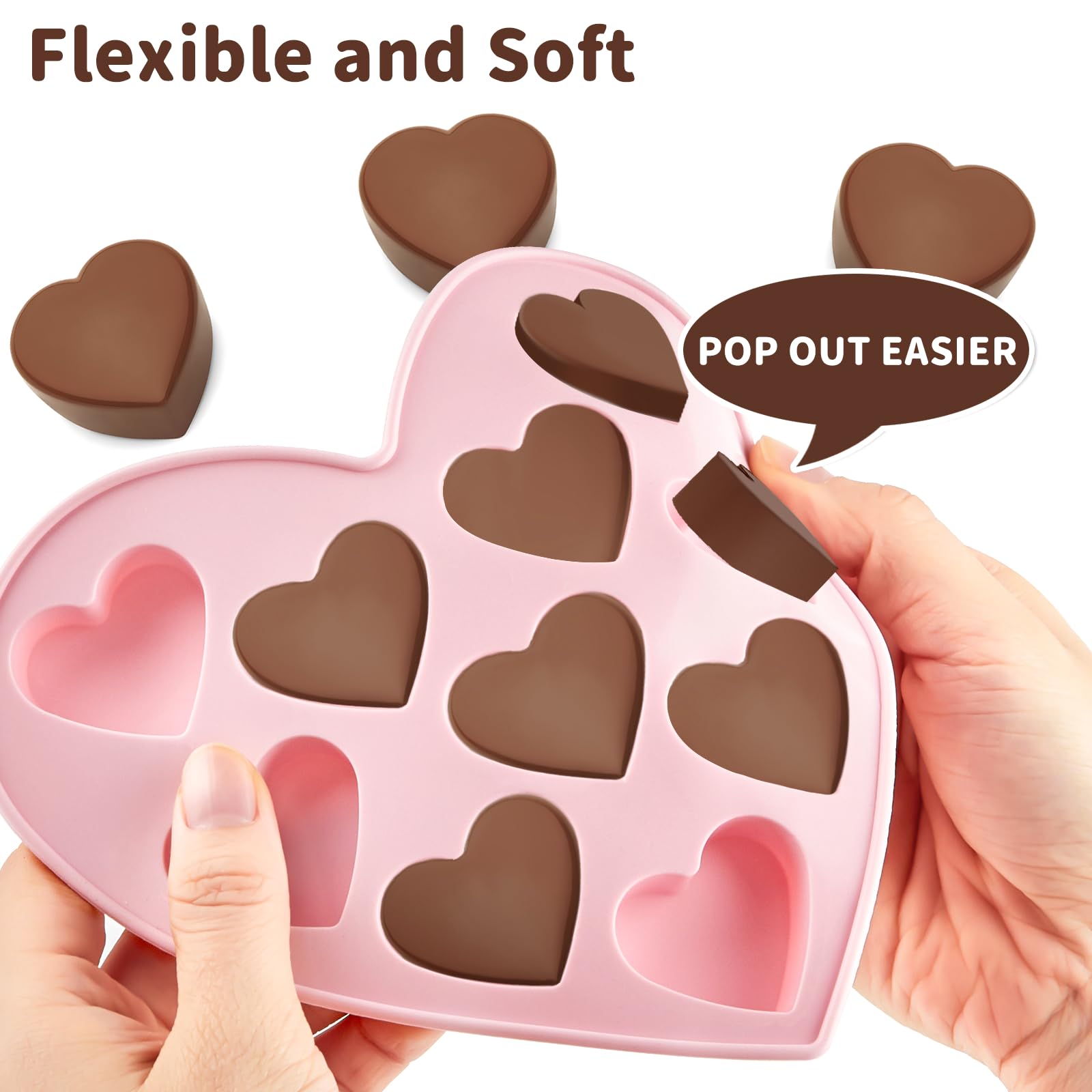 JOERSH 4-Piece Heart Silicone Mold Set - Non-Stick Baking Molds for Chocolate, Candy, Cake, Pudding, Jelly & Soap Making - Perfect for Valentine's Day Gifts, DIY Crafts & Home Baking Decorations