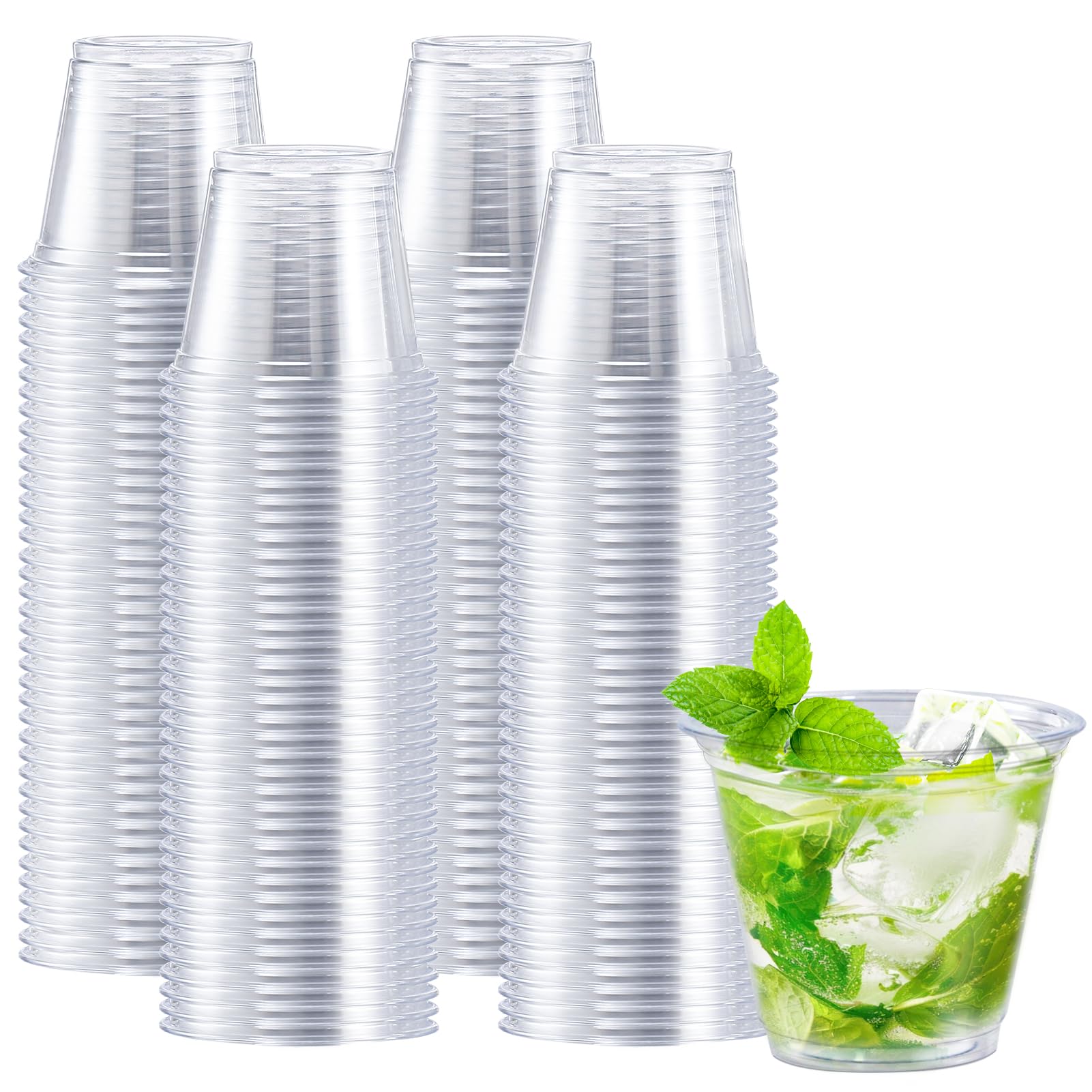 300 Pack 9 oz Clear Plastic Cups - Disposable PET Cocktail Cups for Parties, Weddings & Events - Bulk Drinking Tumblers for Cold Beverages, Smoothies & Iced Coffee - Perfect for Home, Office & Catering Use