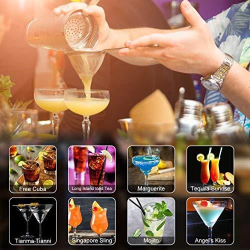 Professional 23-Piece Stainless Steel Cocktail Shaker Set with Acrylic Stand & Recipe Book - Boston Bartender Kit for Home Bars, Parties & Mixing Drinks (Includes 4 Whiskey Stones) - Perfect for Entertaining, Cocktail Making & Home Bartending