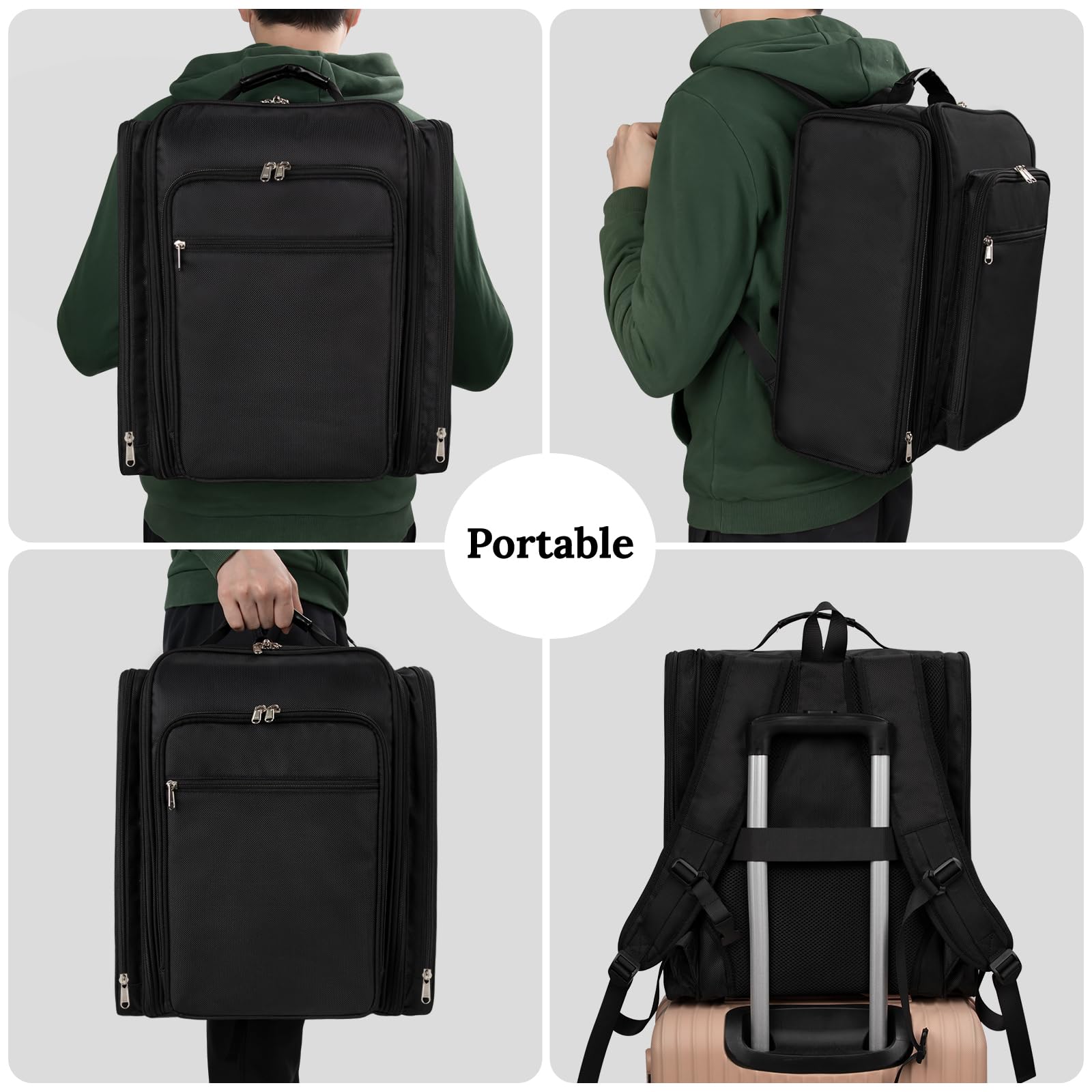 Professional Extra Large Makeup Backpack - Travel Cosmetic Train Case Organizer with 4 Removable Bags for Makeup Artists | Perfect for Salon, Bridal & On-Site Makeup Services