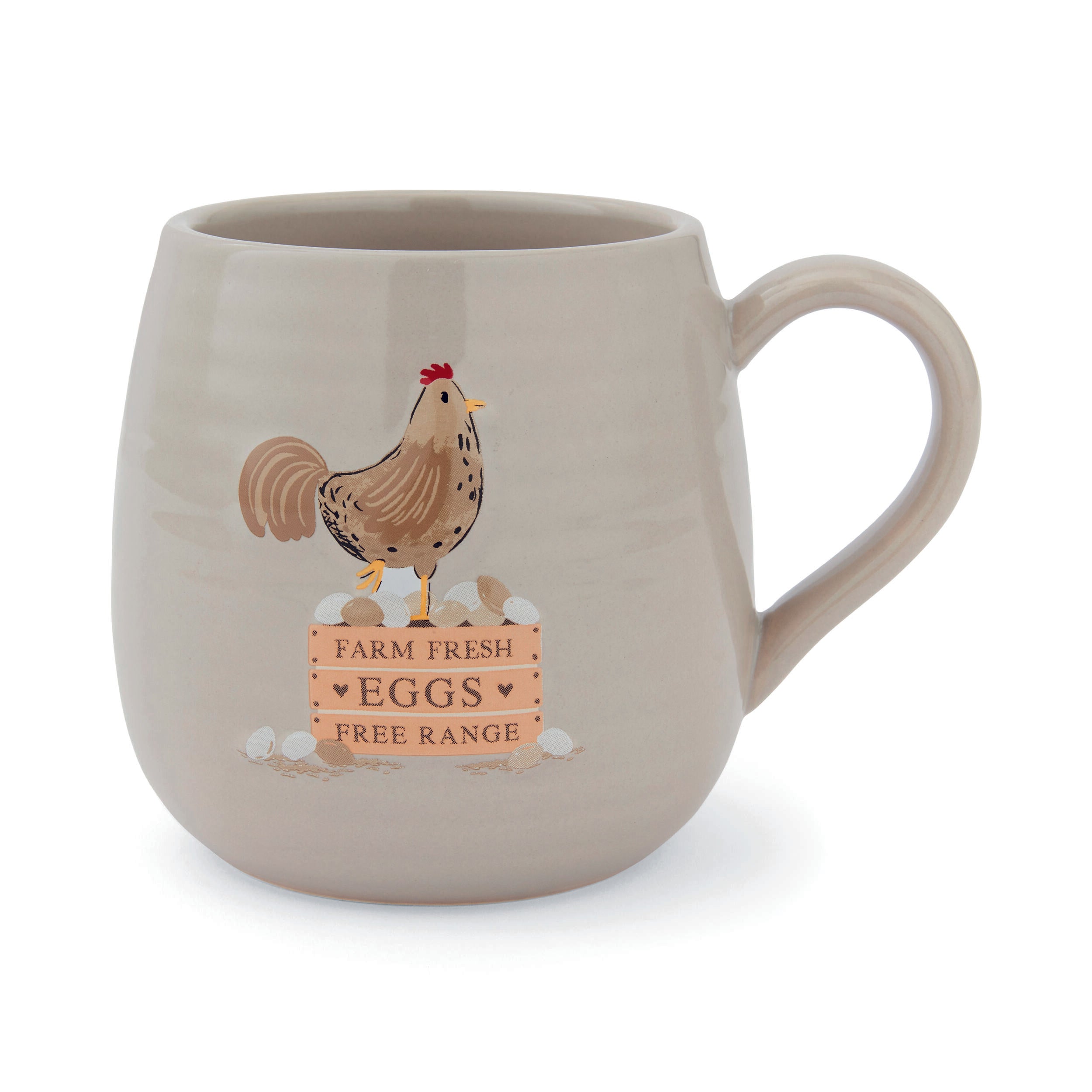 Hen House Lane Belly Mug for Farm Fresh Eggs - Perfect for Farmhouse Kitchen Decor & Country Style Breakfast