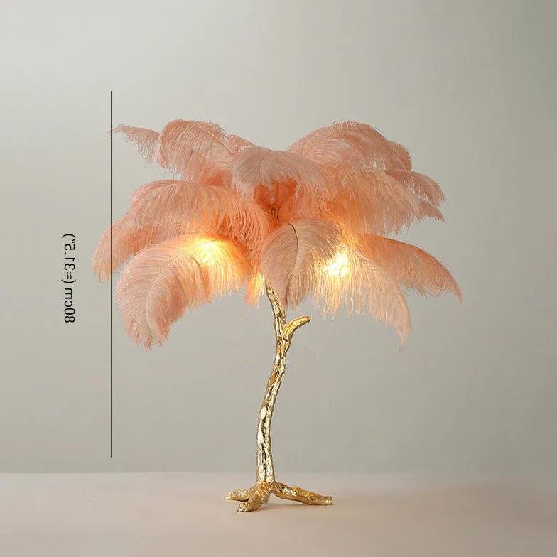 Elegant White Feather Tree Design Table Lamp - Modern Decorative Lighting for Bedroom, Living Room & Office