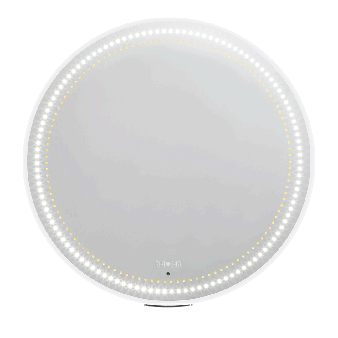 Premium LED Riki Wall Mount Vanity Mirror with Remote Control - Dimmable Touch Screen Bathroom Mirror for Makeup, Shaving & Home Decor