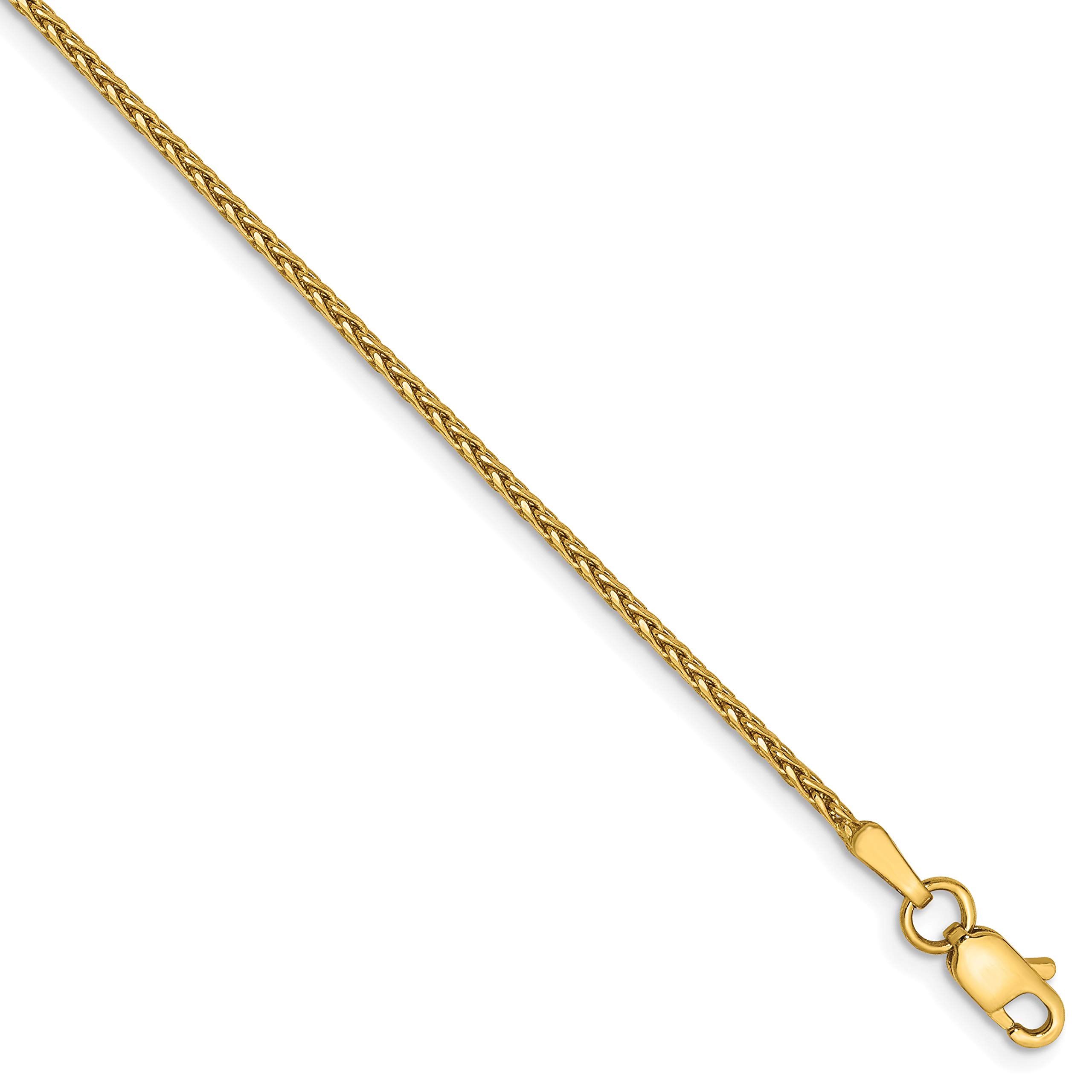 14K Yellow Gold 1.5mm Wheat Chain Anklet for Men & Women - Elegant Unisex Ankle Bracelet - Perfect for Beach, Wedding & Everyday Wear | Diamond2Deal