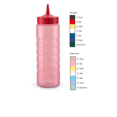 Vollrath 32 Oz Wide Mouth Clear Plastic Squeeze Bottle with Blue Cap - Perfect for Condiments, Sauces, Oils & Kitchen Use